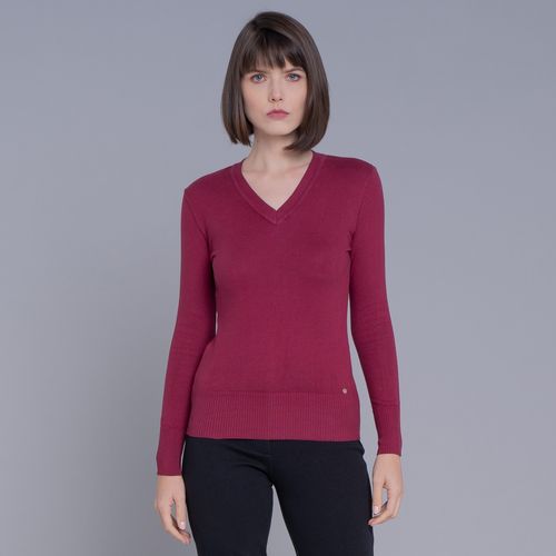 Suéter Feminino Tricô Premium Gola V Veneza