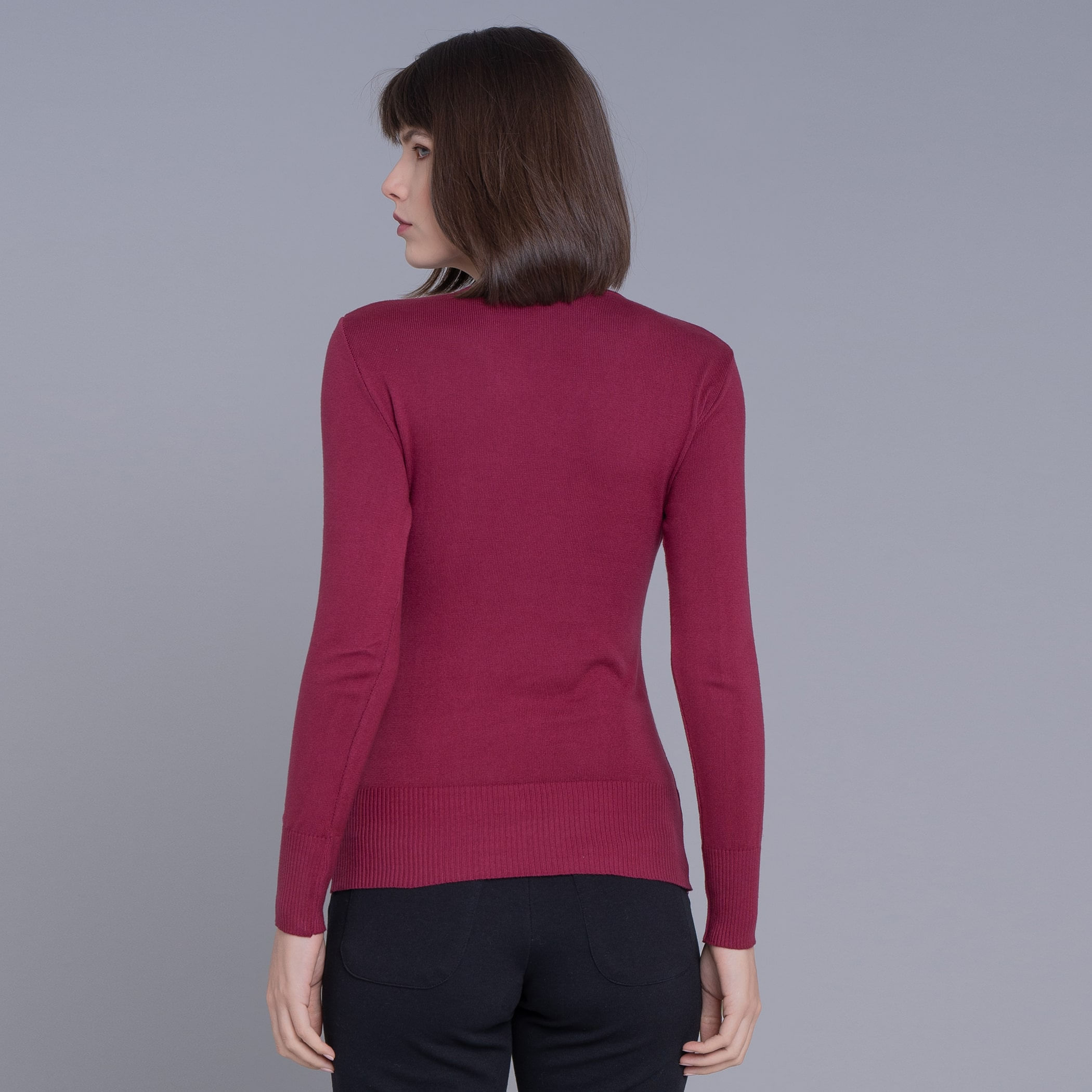 Suéter Feminino Tricô Premium Gola V Veneza