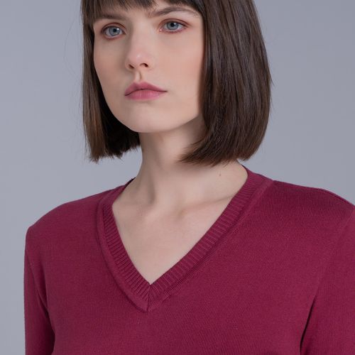 Suéter Feminino Tricô Premium Gola V Veneza