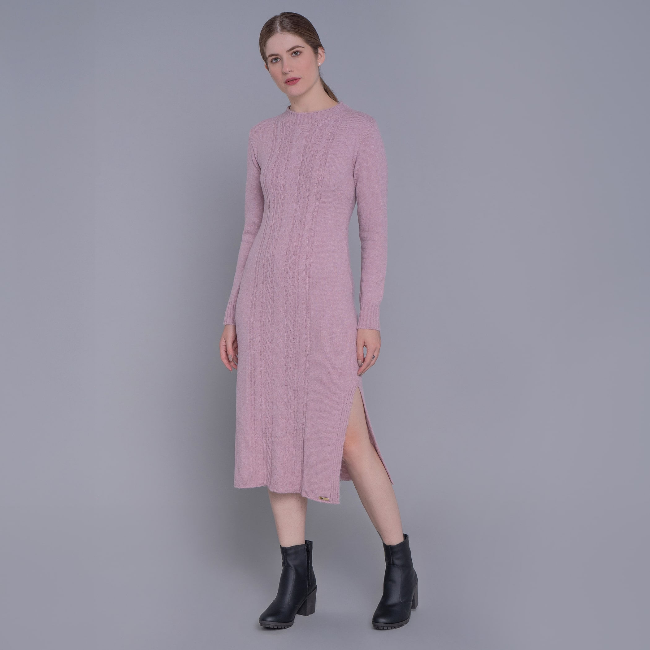 Vestido de tricot midi com tranças Engelberg para o inverno