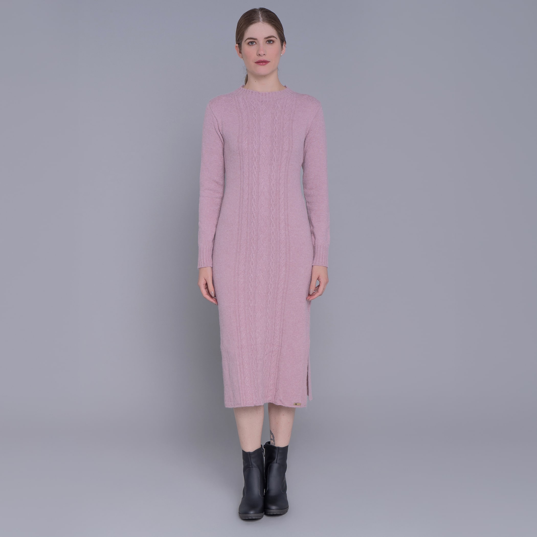 Vestido de tricot midi com tranças Engelberg para o inverno