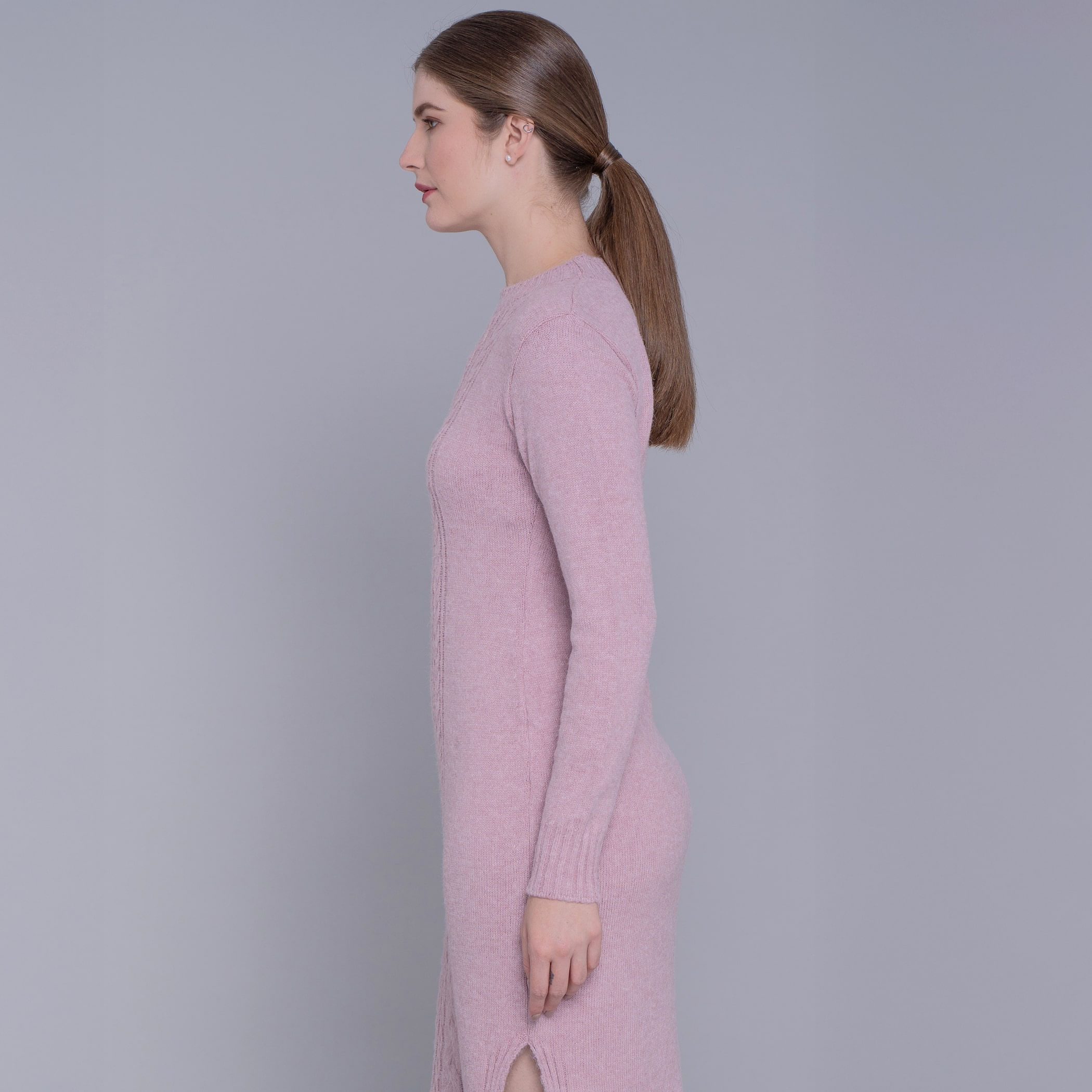Vestido de tricot midi com tranças Engelberg para o inverno