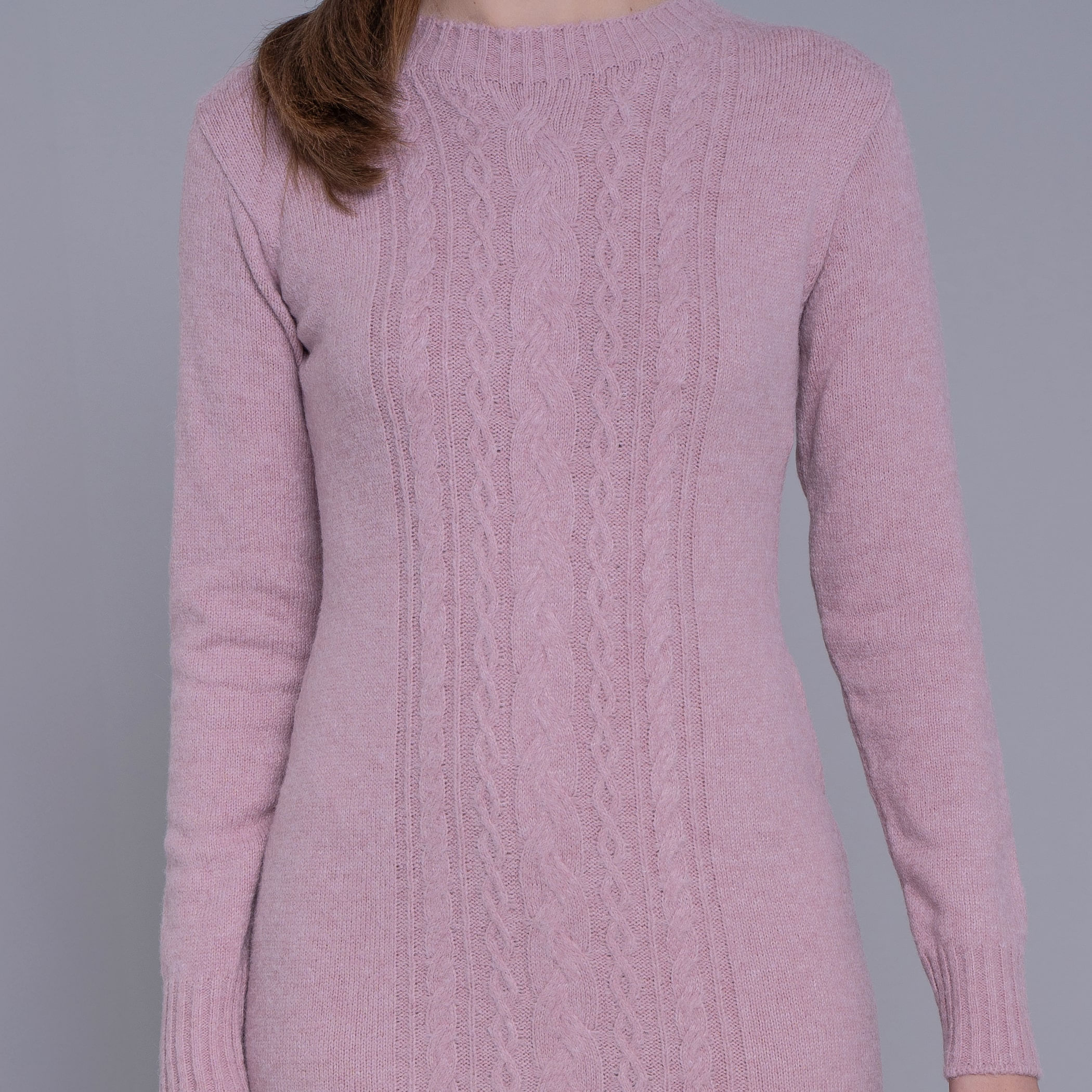 Vestido de tricot midi com tranças Engelberg para o inverno