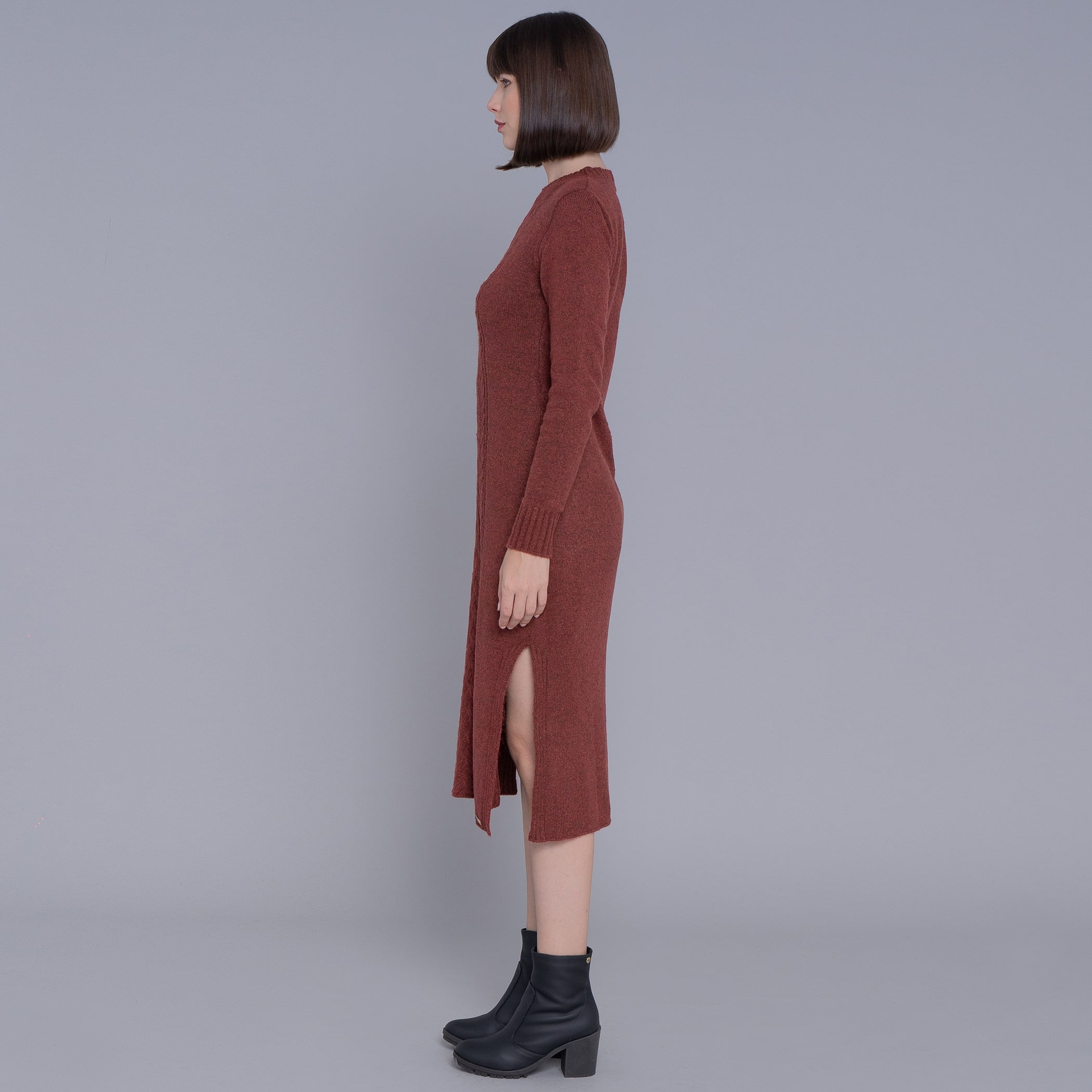 Vestido de tricot midi com tranças Engelberg para o inverno