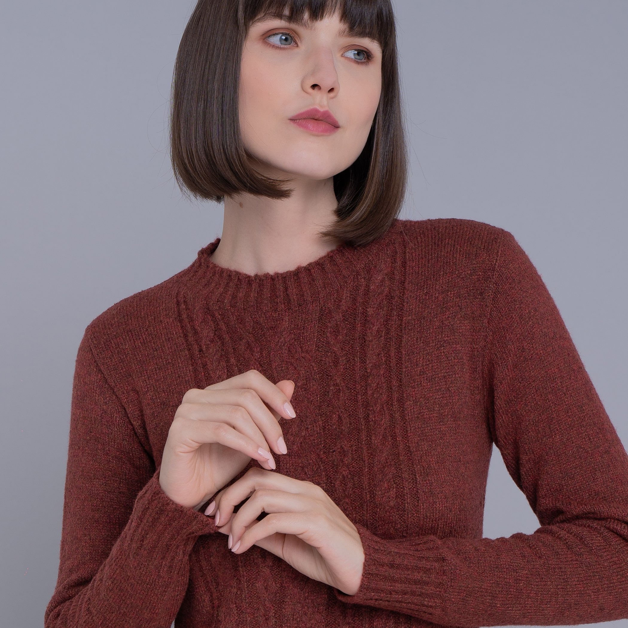 Vestido de tricot midi com tranças Engelberg para o inverno