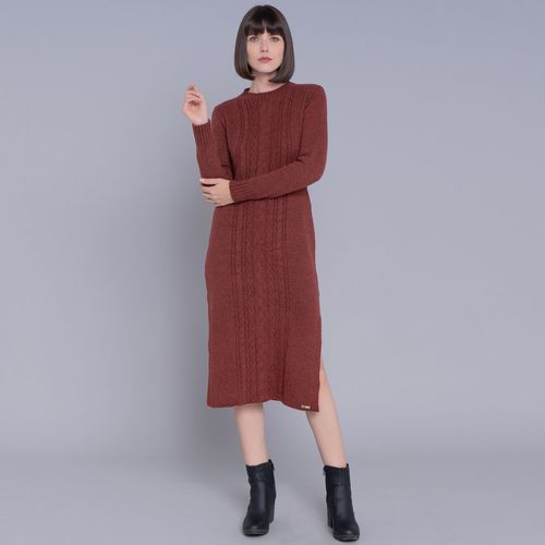 Vestido de tricot midi com tranças Engelberg para o inverno