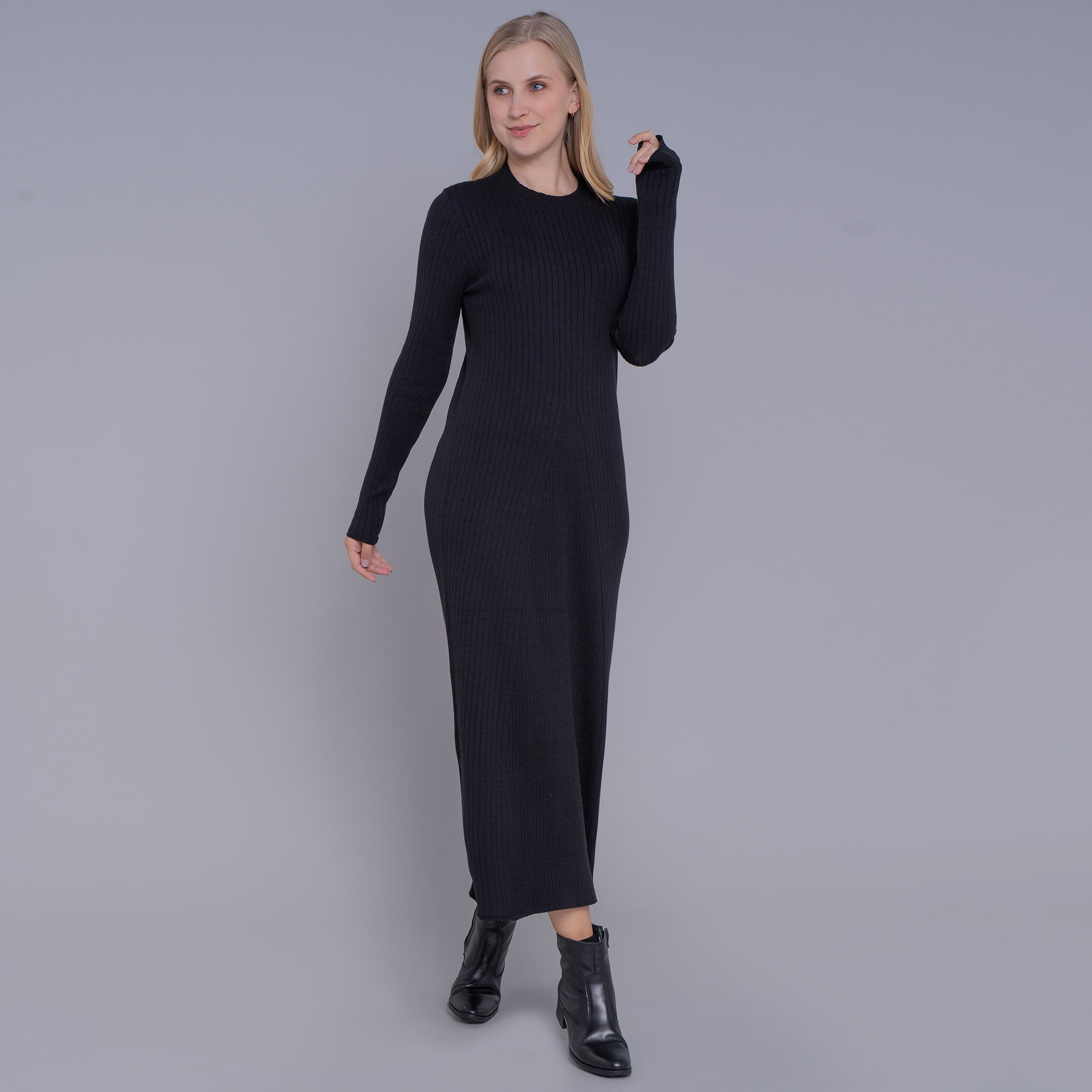 Vestido de tricot midi canelado Yala para o inverno