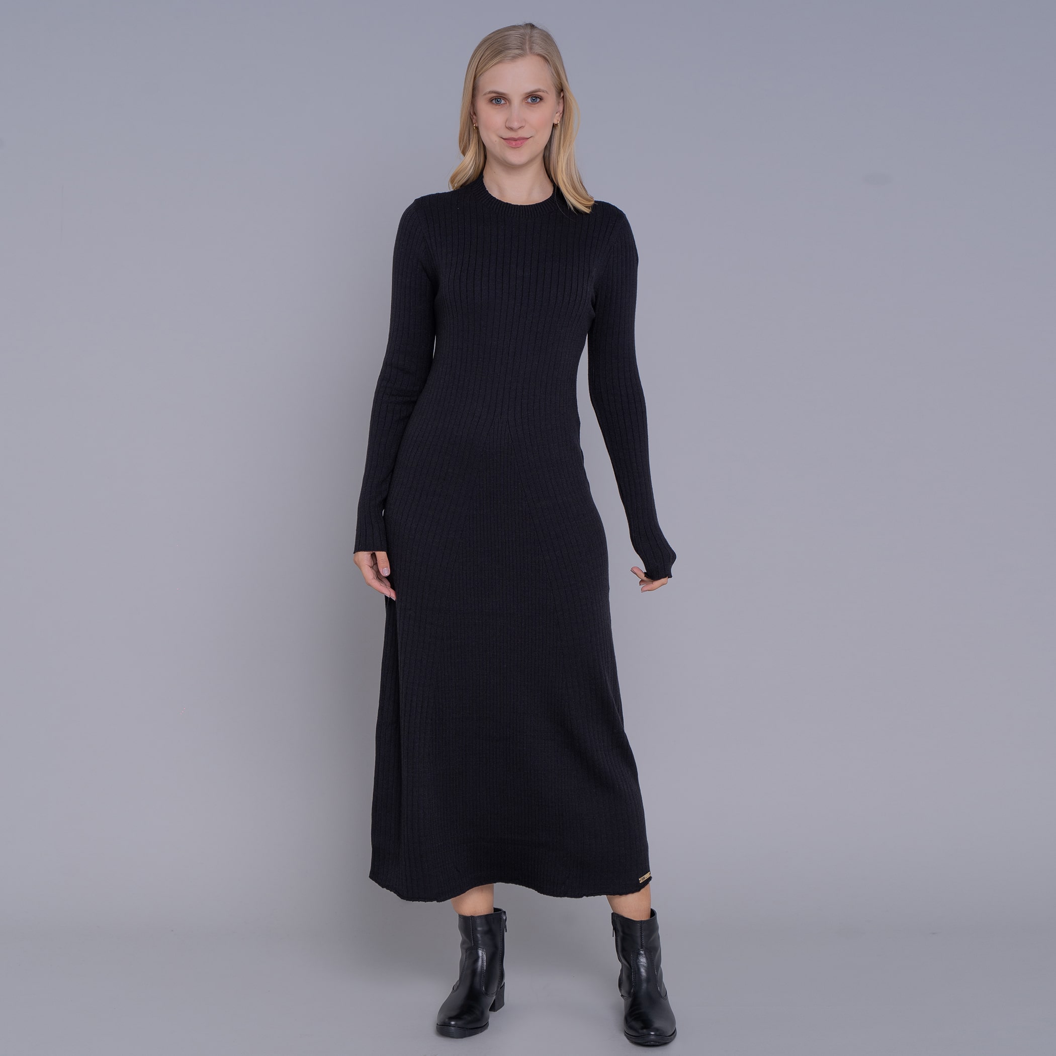 Vestido de tricot midi canelado Yala para o inverno