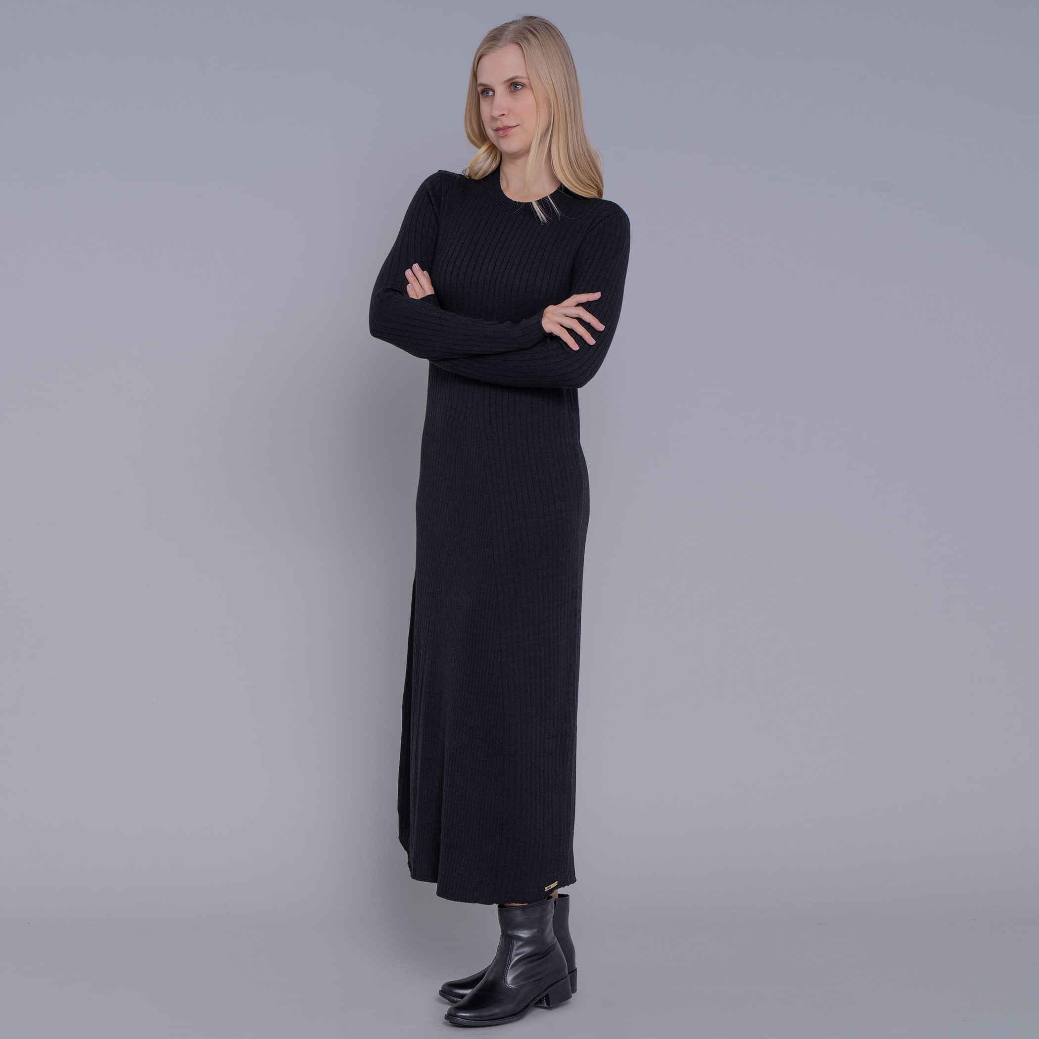 Vestido de tricot midi canelado Yala para o inverno