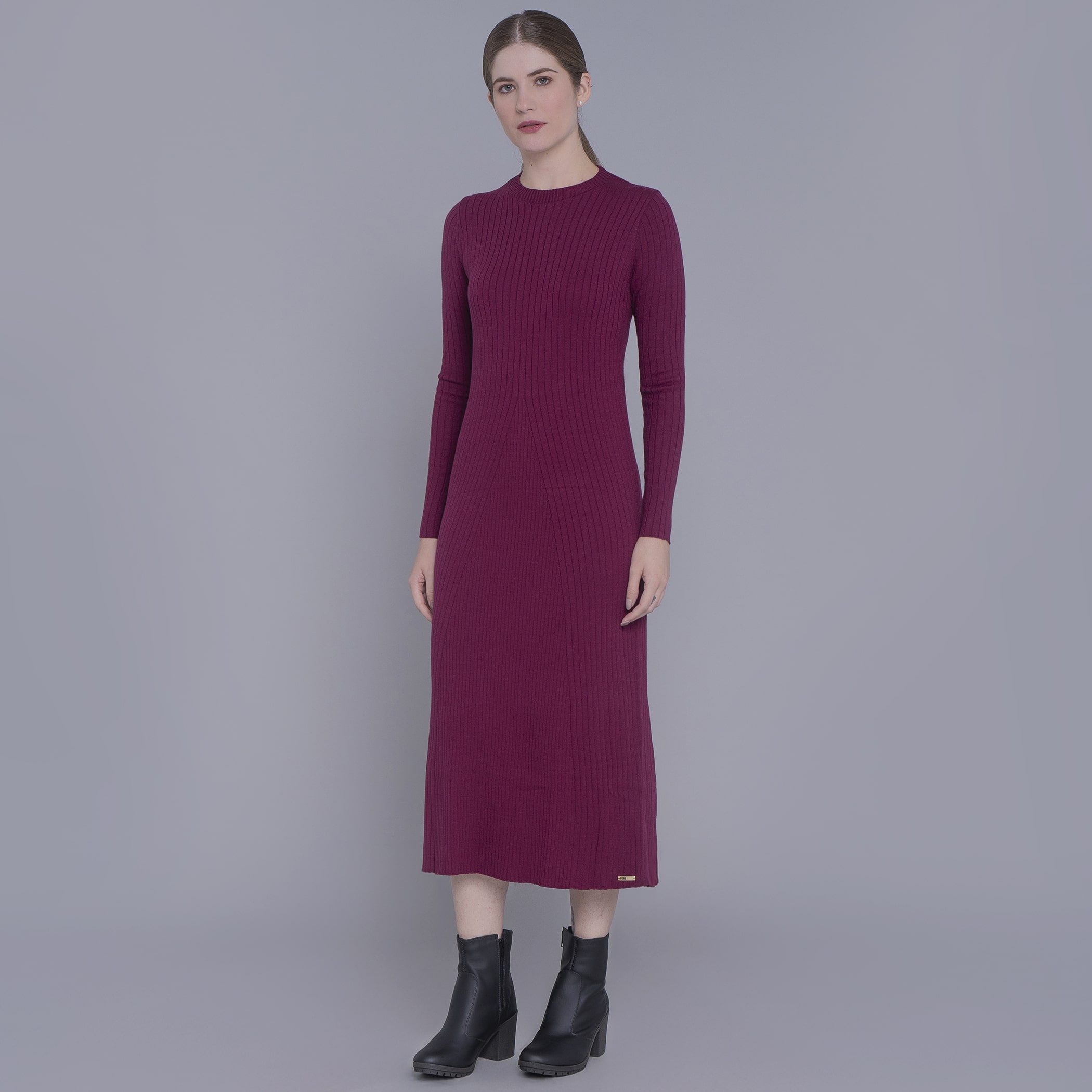 Vestido de tricot midi canelado Yala para o inverno