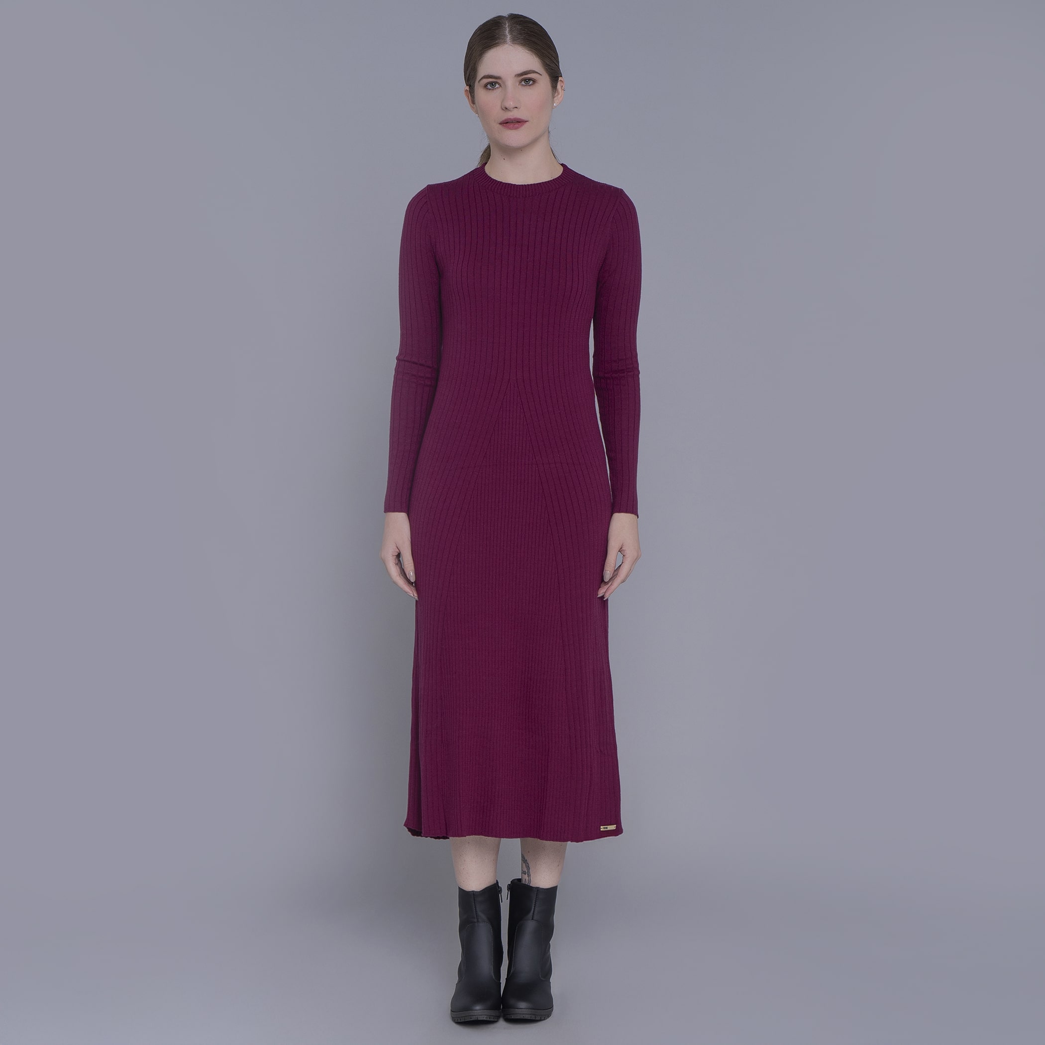 Vestido de tricot midi canelado Yala para o inverno