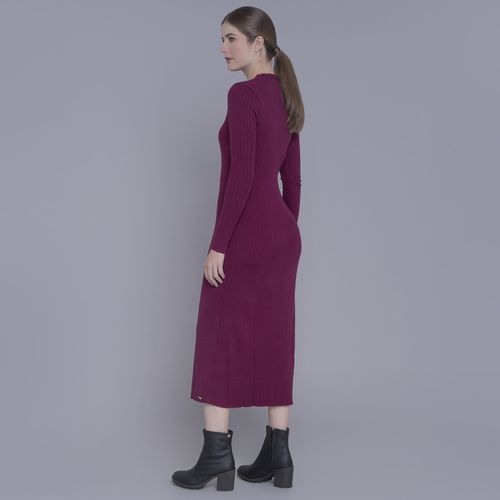 Vestido de tricot midi canelado Yala para o inverno