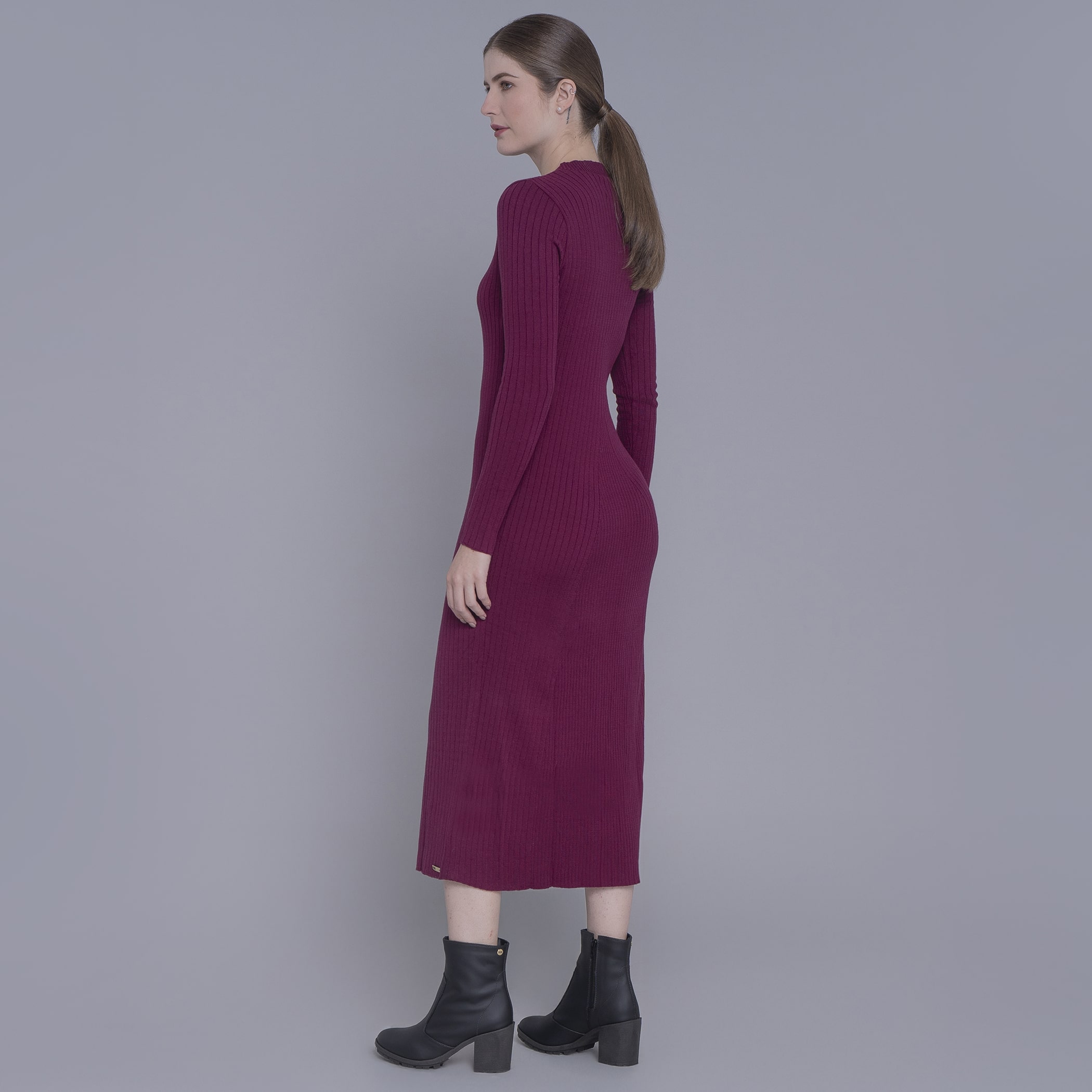 Vestido de tricot midi canelado Yala para o inverno