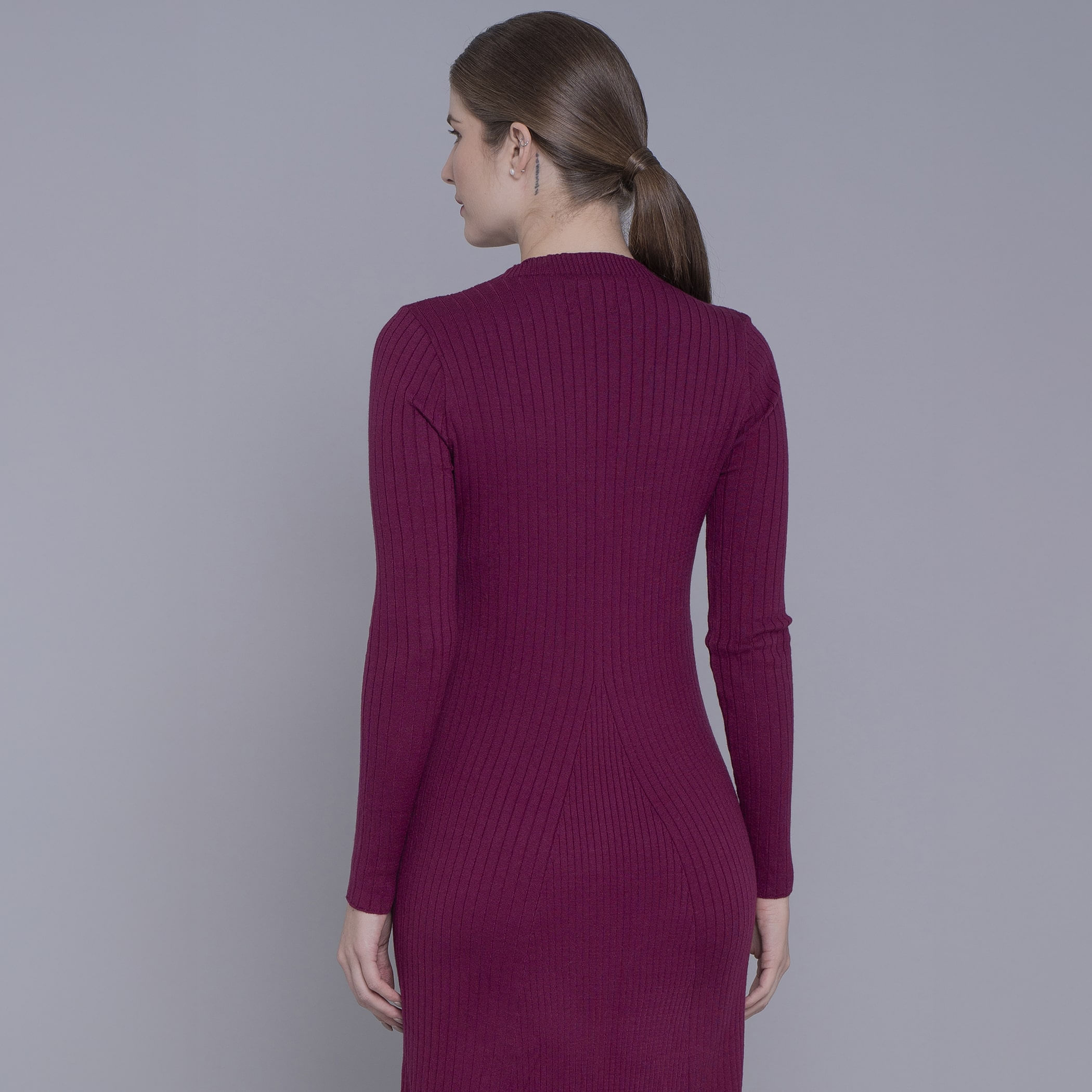 Vestido de tricot midi canelado Yala para o inverno