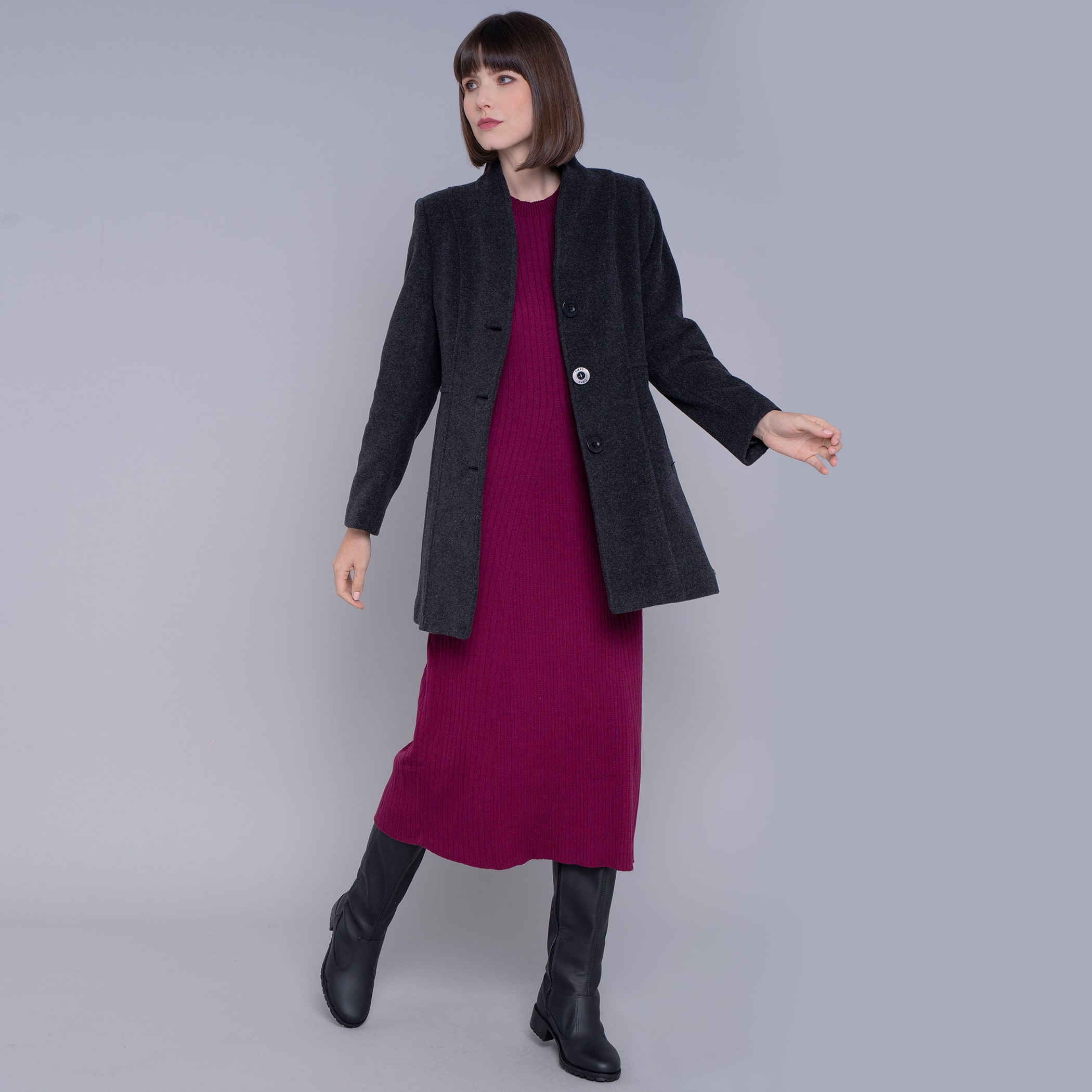 Vestido de tricot midi canelado Yala para o inverno