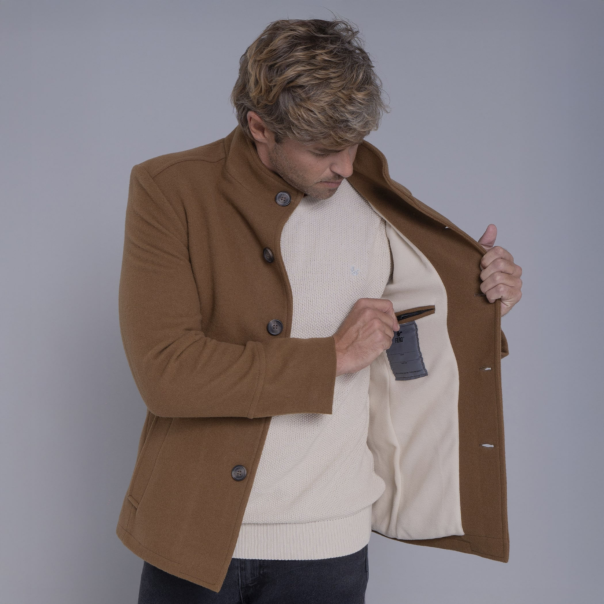 Casaco Masculino de lã Misti para o inverno e frio com forro térmico