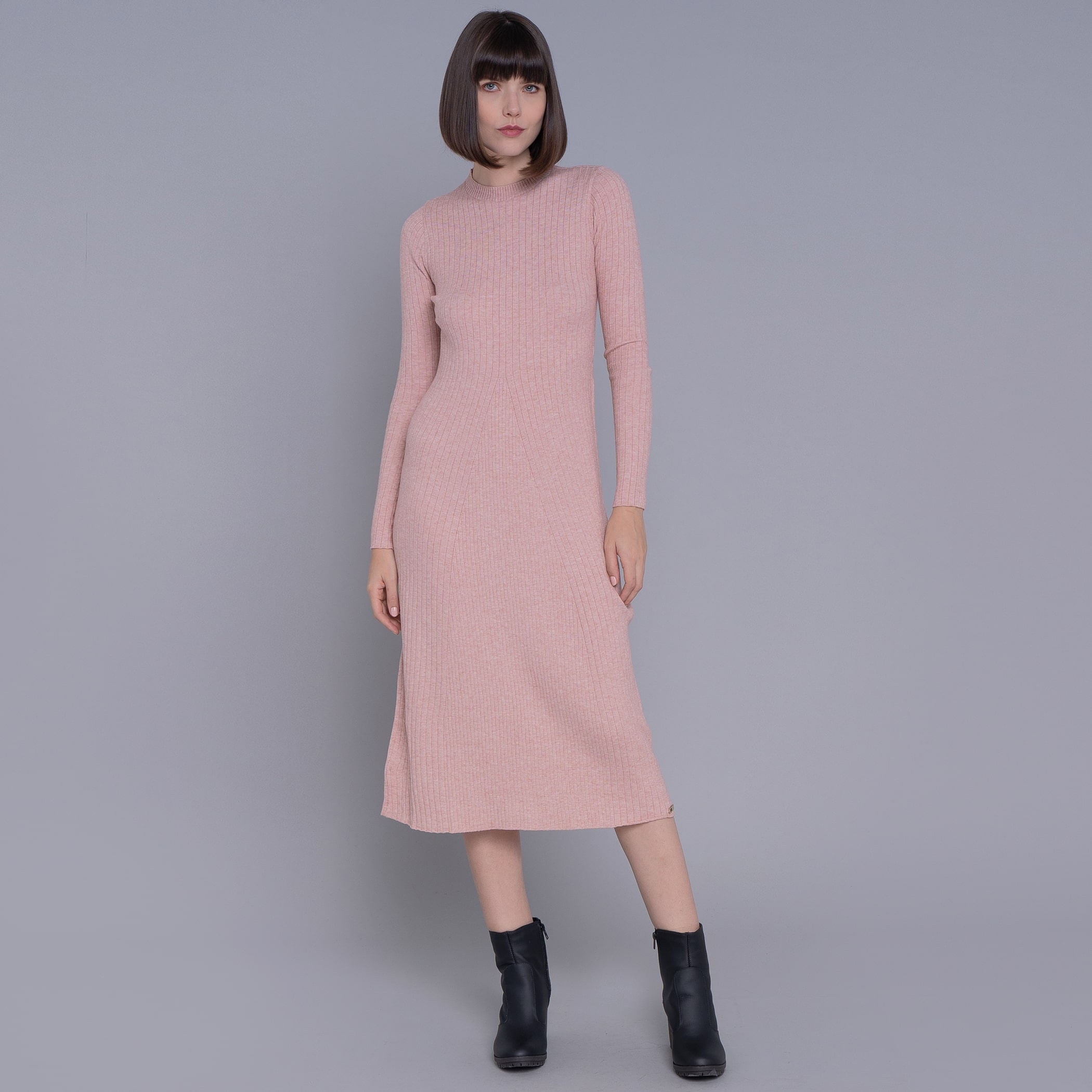 Vestido de tricot midi canelado Yala para o inverno