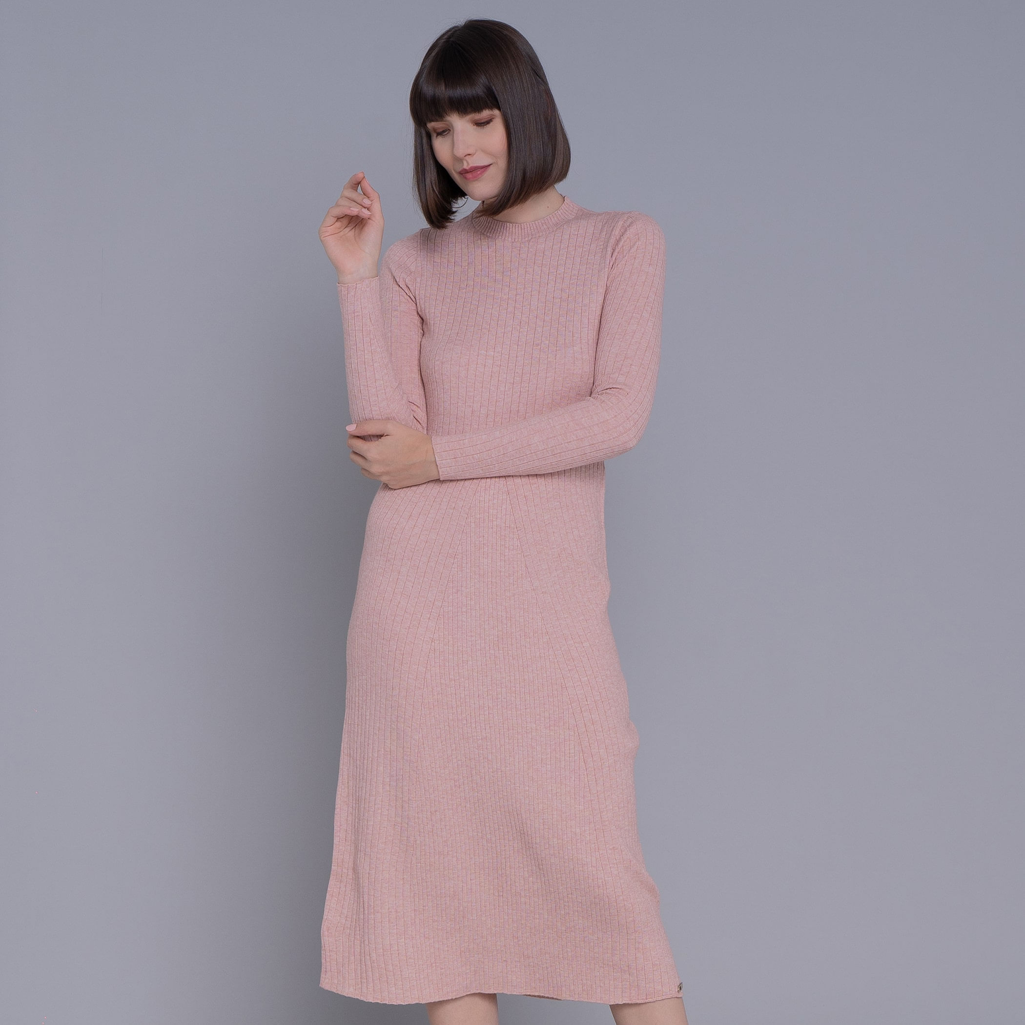 Vestido de tricot midi canelado Yala para o inverno