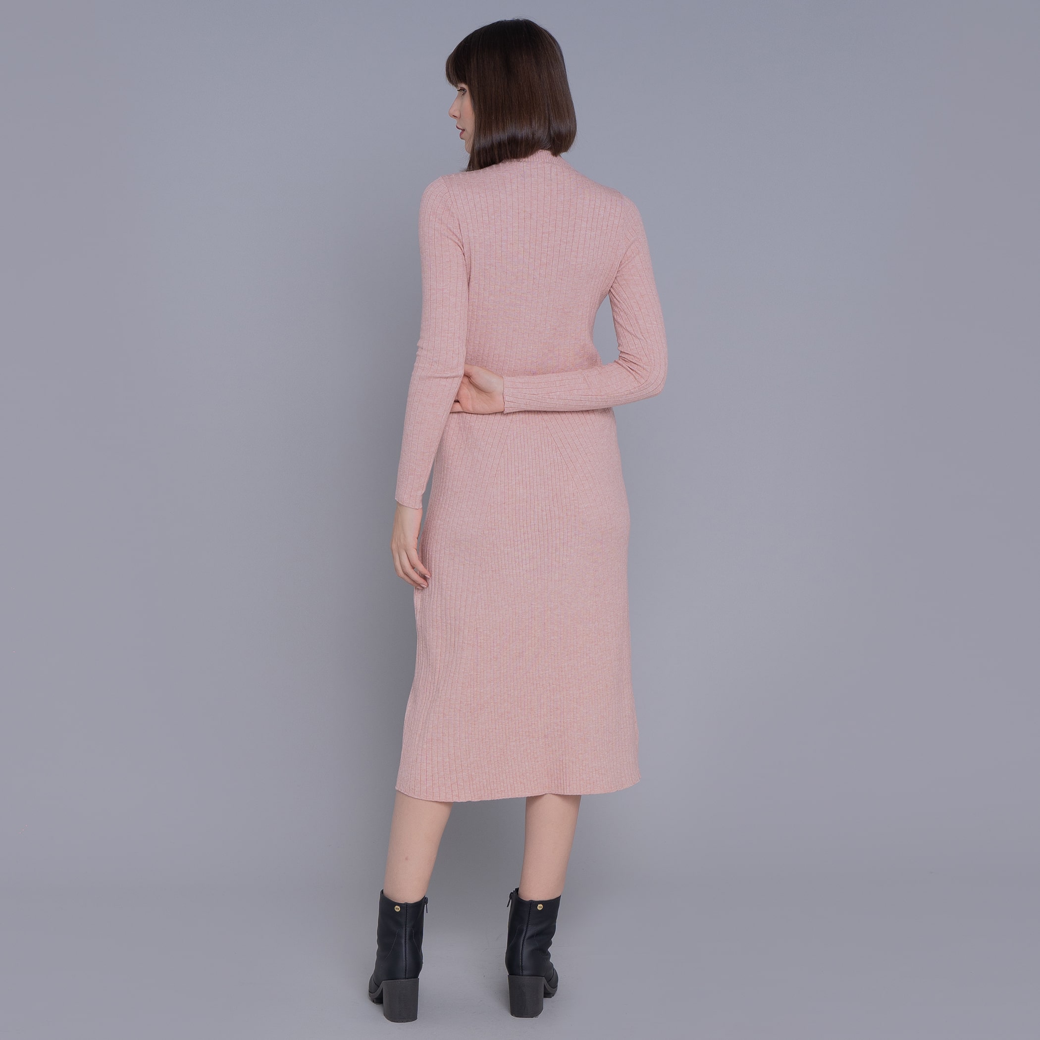 Vestido de tricot midi canelado Yala para o inverno