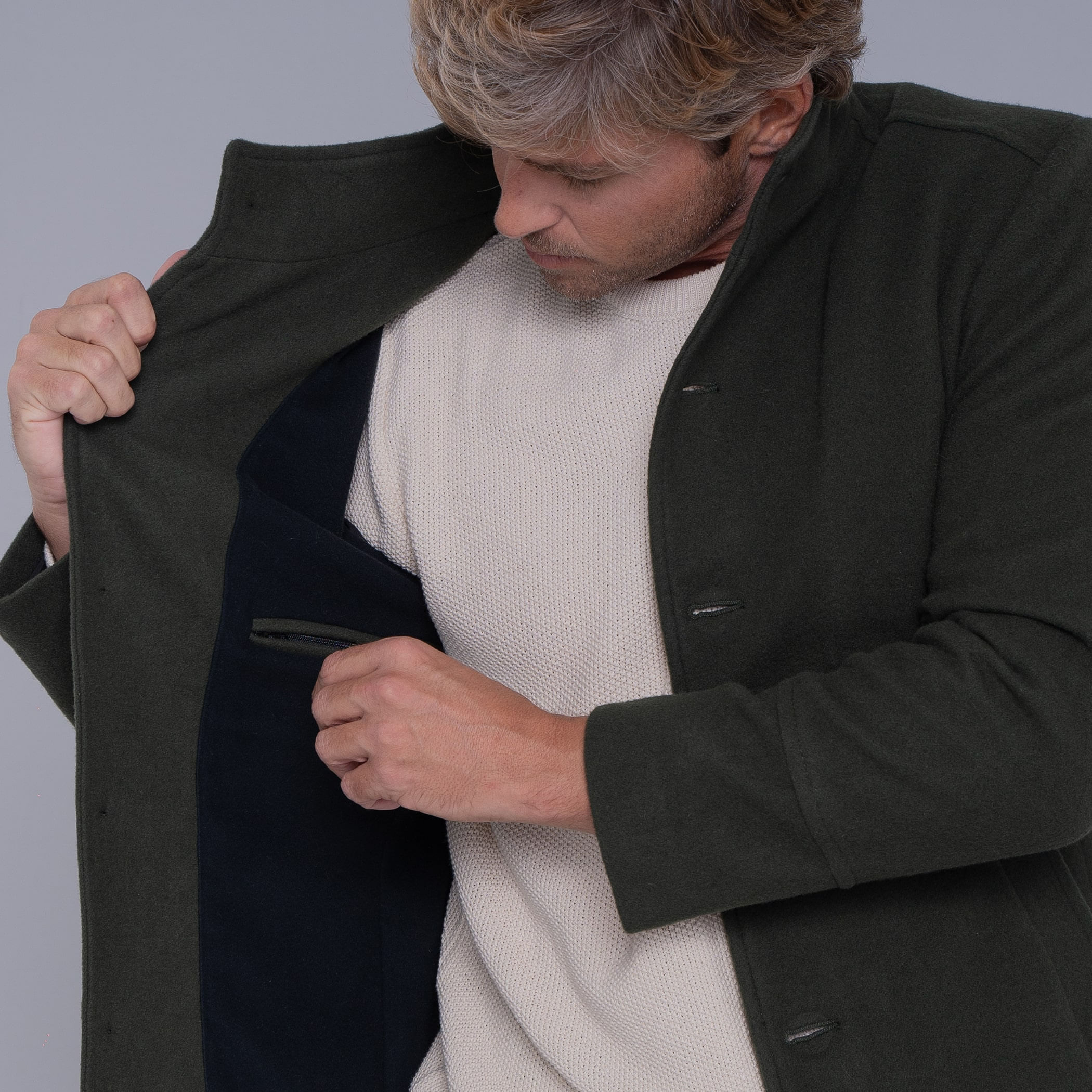 Casaco Masculino de lã Misti para o inverno e frio com forro térmico