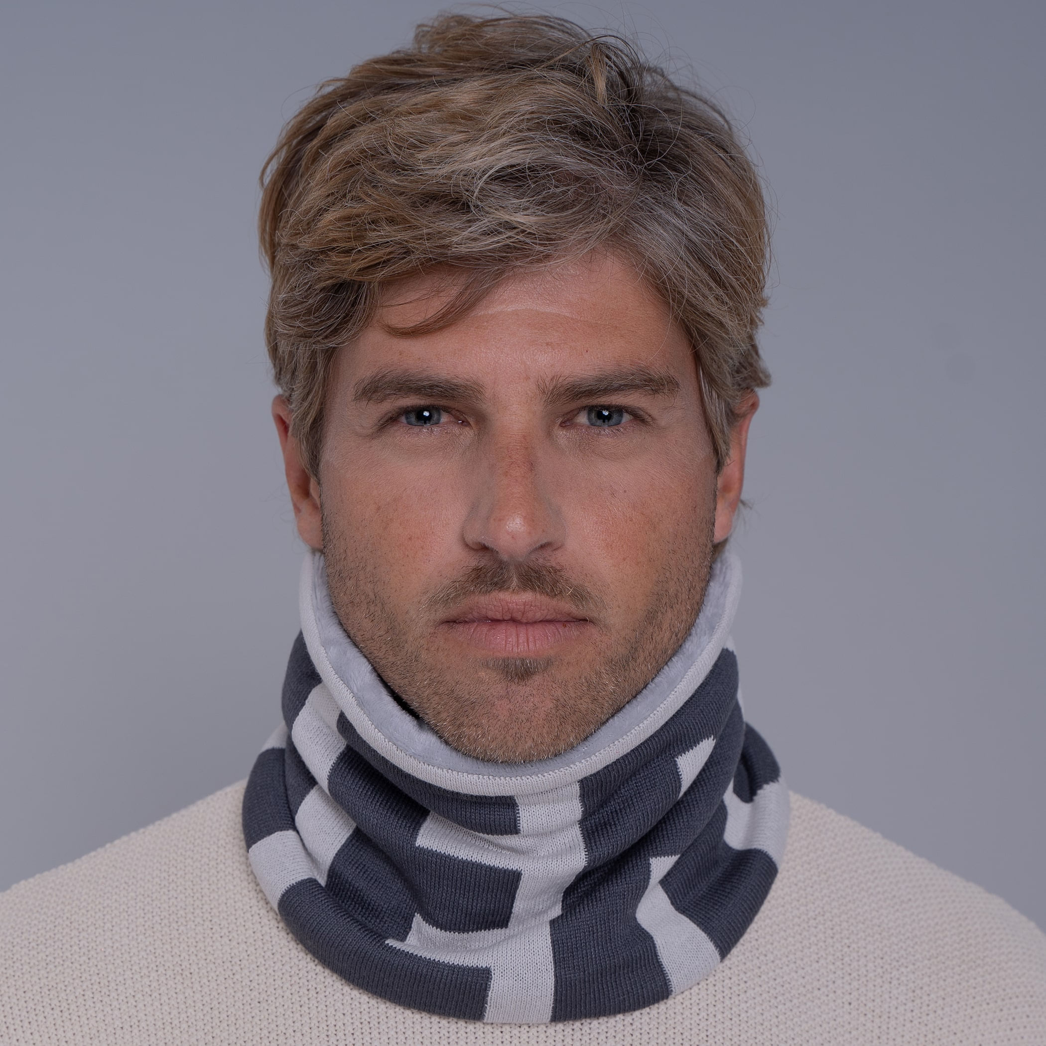 Gola cachecol de tricô forrada com lã Palermo para o frio e inverno
