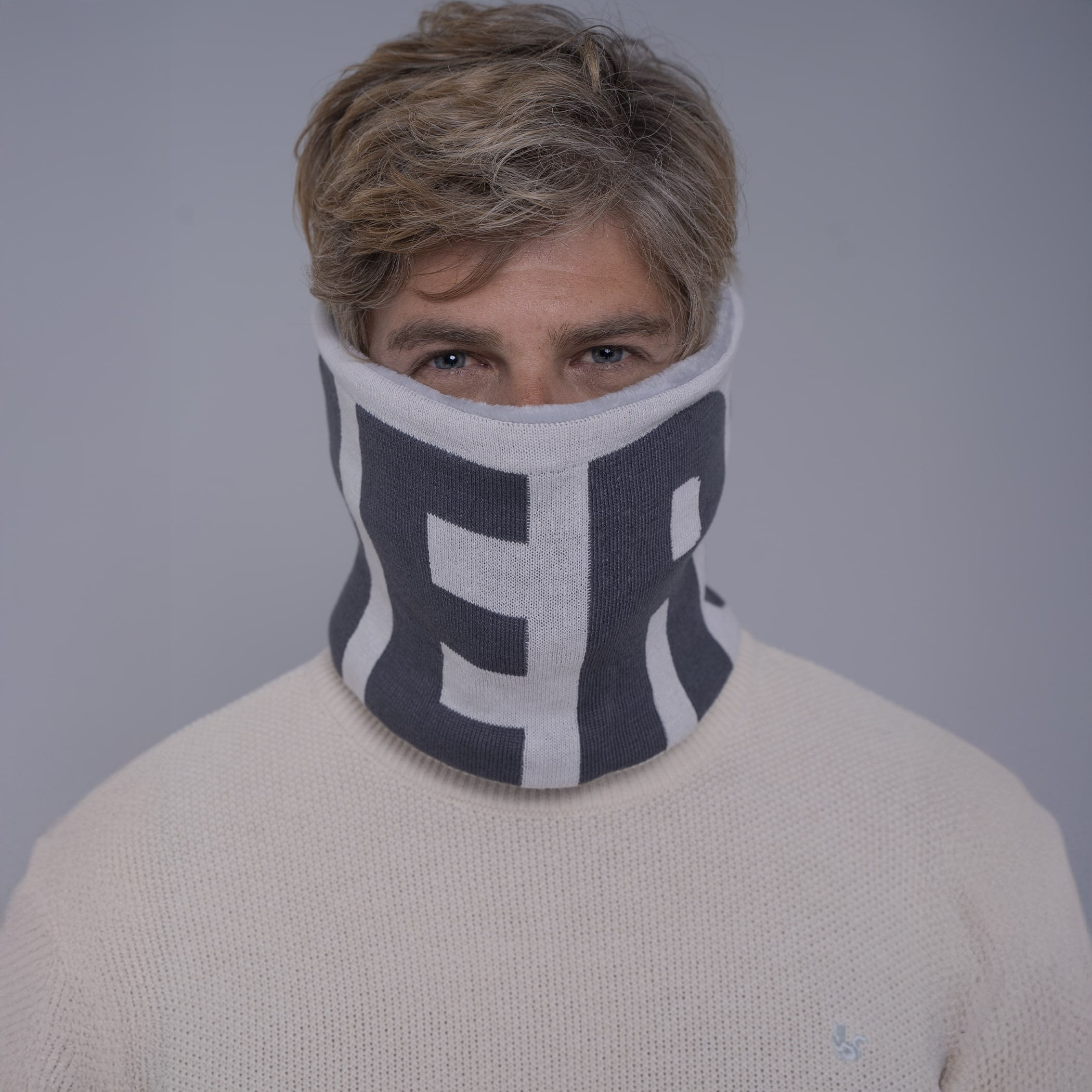 Gola cachecol de tricô forrada com lã Palermo para o frio e inverno