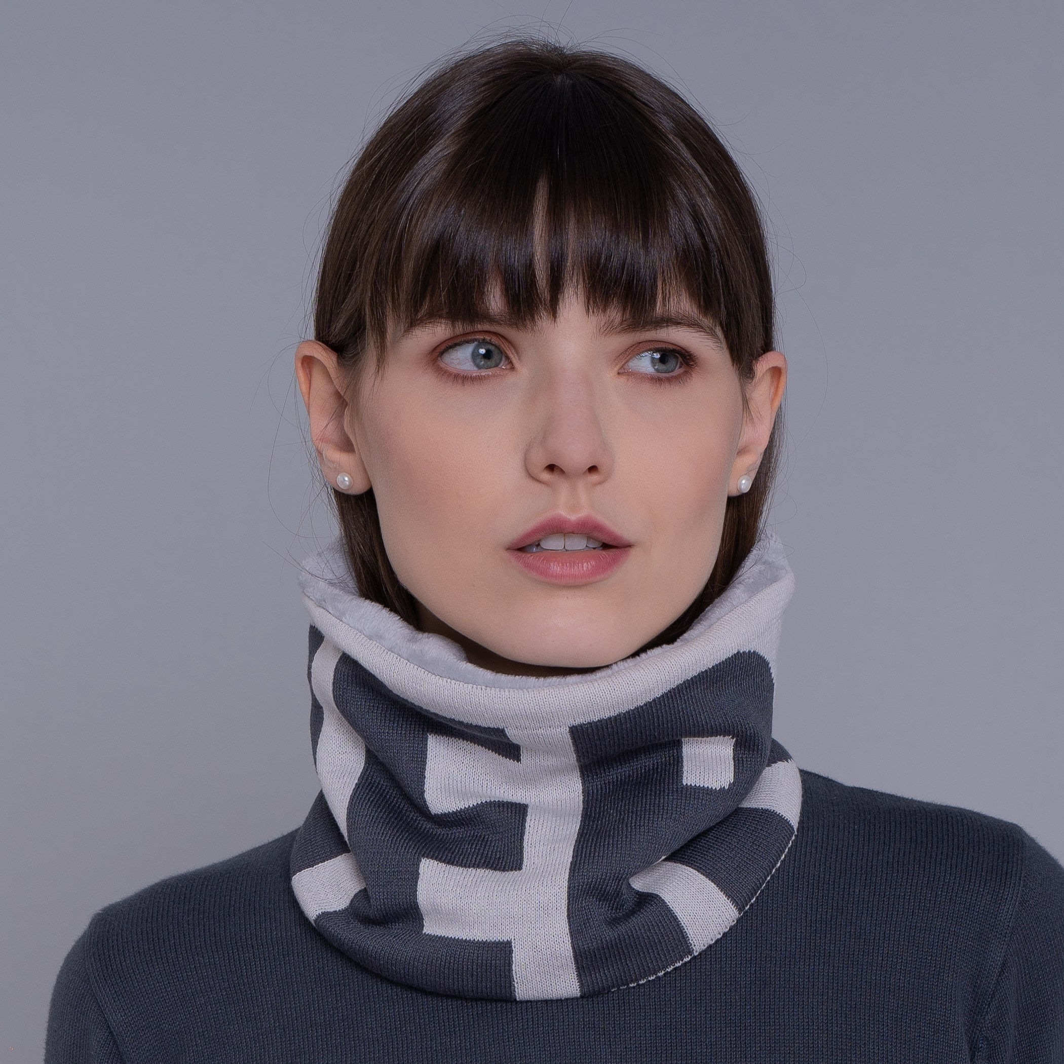 Gola cachecol de tricô forrada com lã Palermo para o frio e inverno