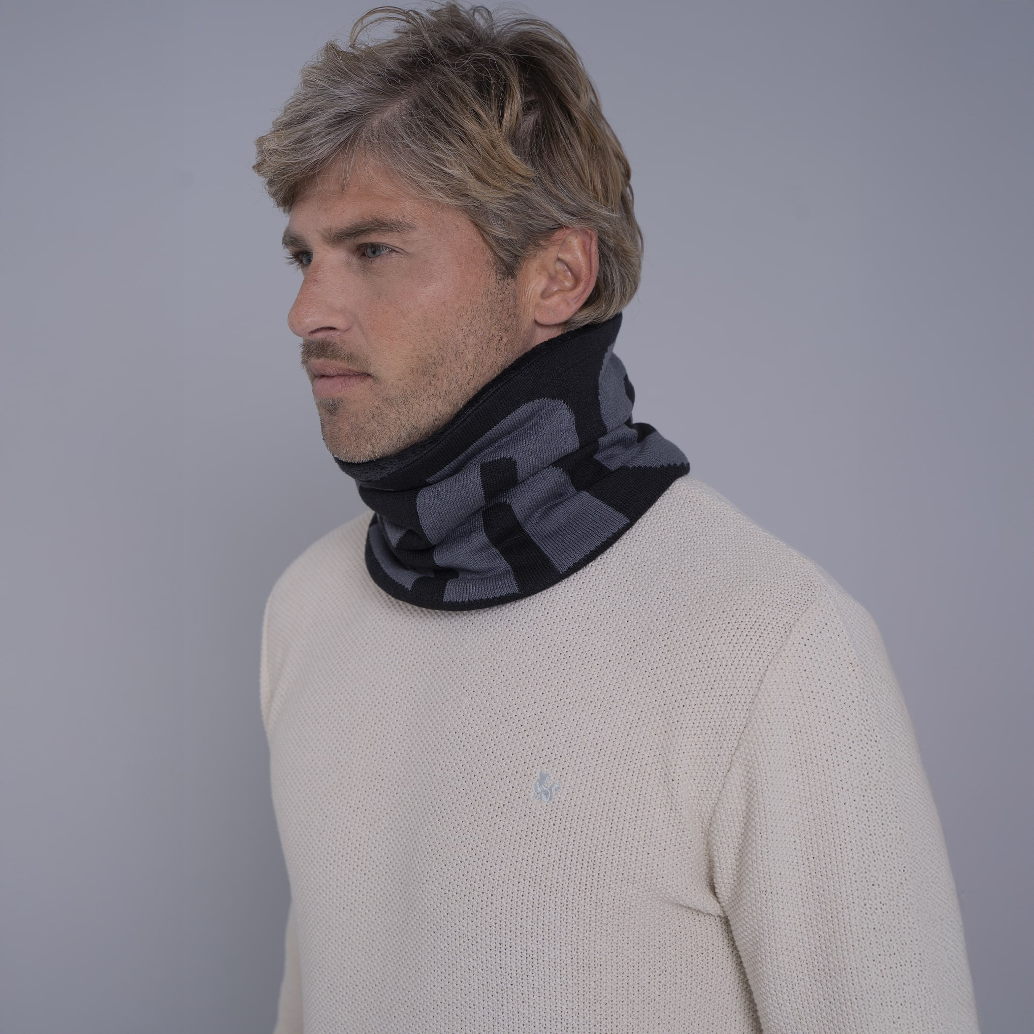 Gola cachecol de tricô forrada com lã Palermo para o frio e inverno
