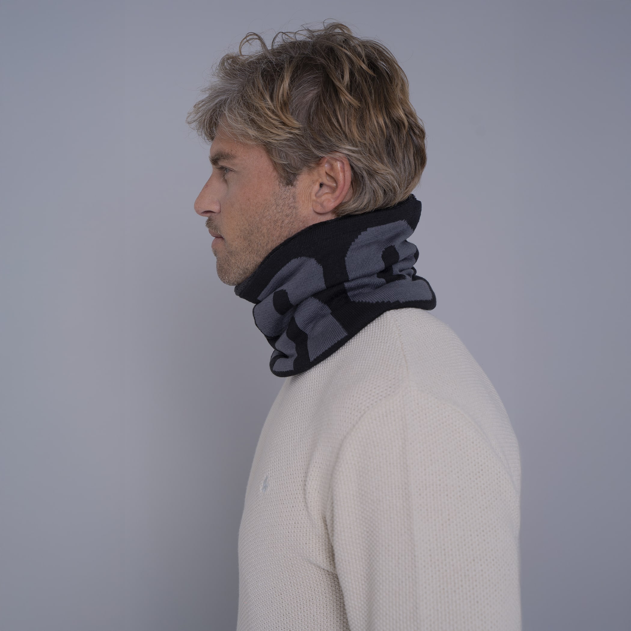 Gola cachecol de tricô forrada com lã Palermo para o frio e inverno
