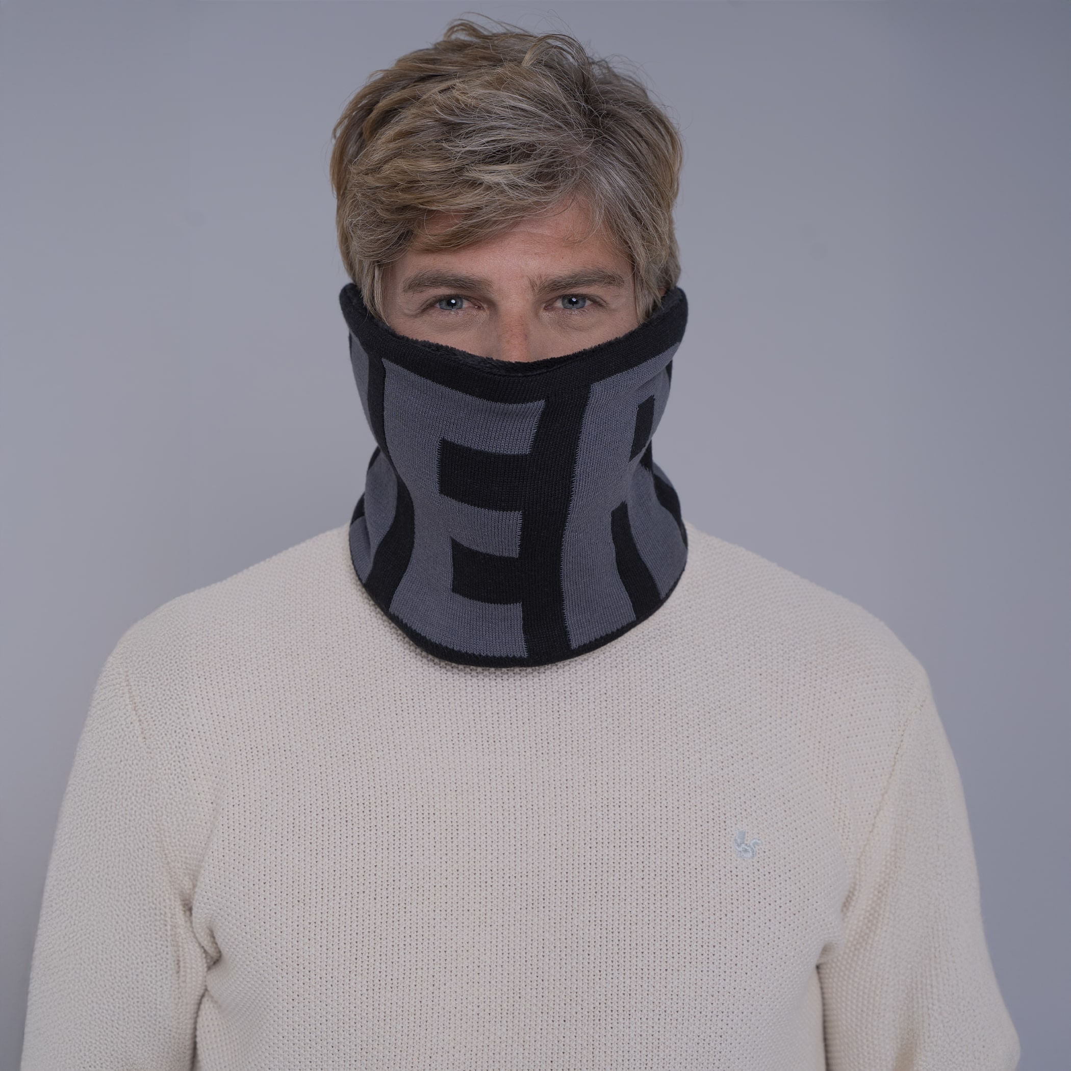 Gola cachecol de tricô forrada com lã Palermo para o frio e inverno