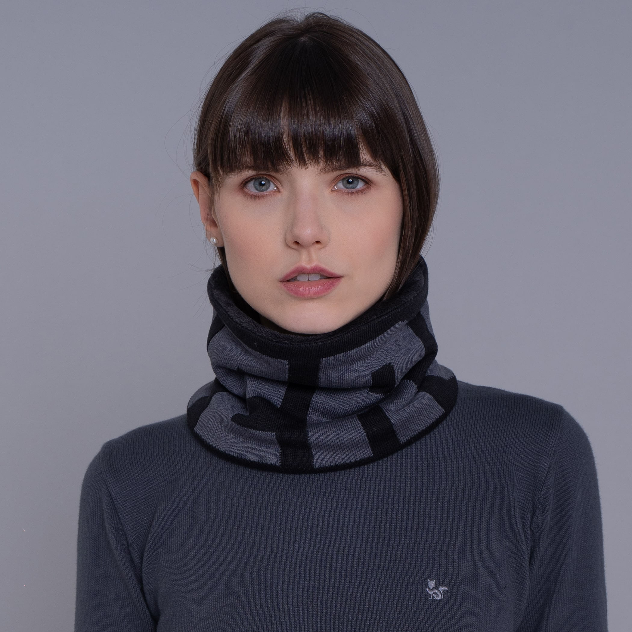Gola cachecol de tricô forrada com lã Palermo para o frio e inverno