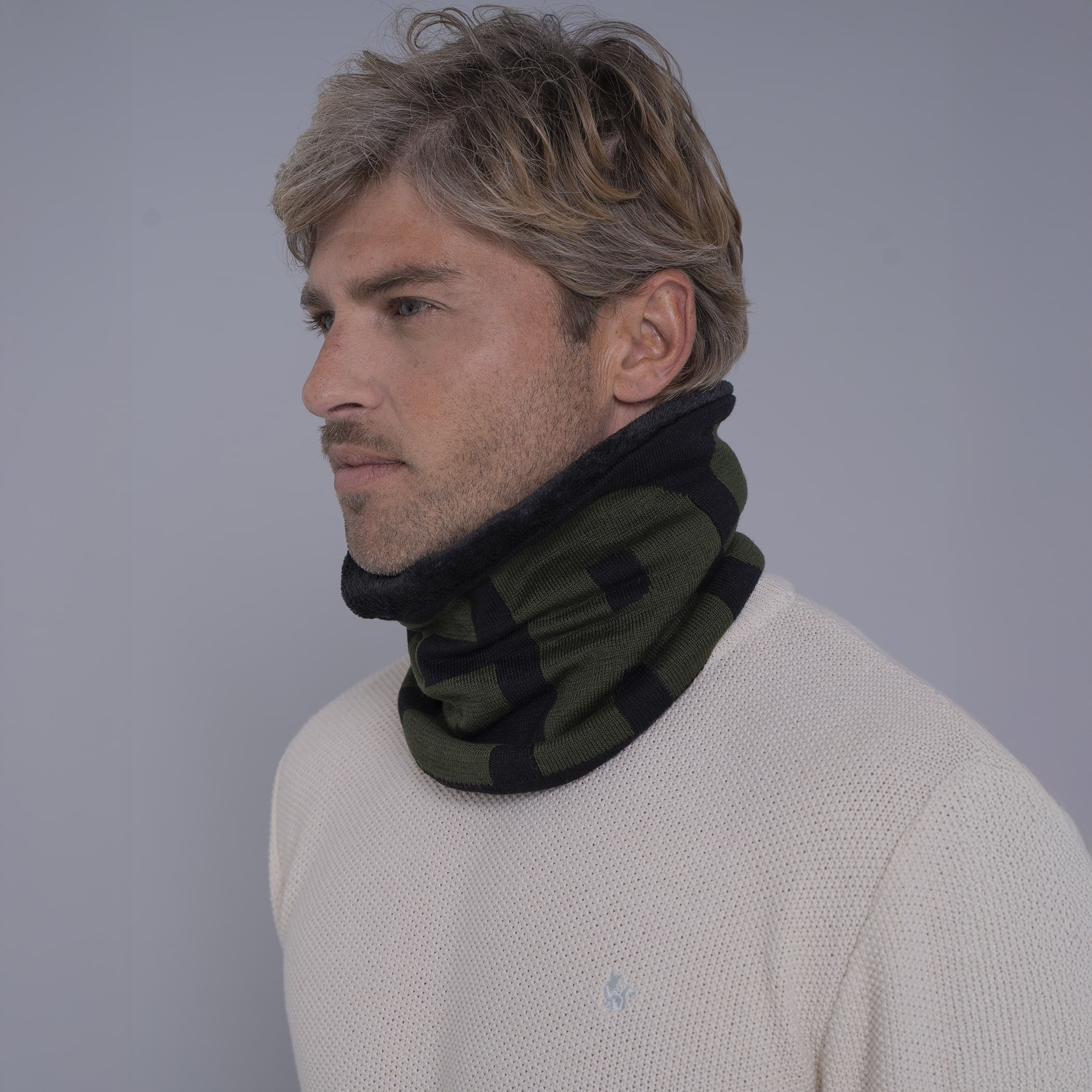Gola cachecol de tricô forrada com lã Palermo para o frio e inverno