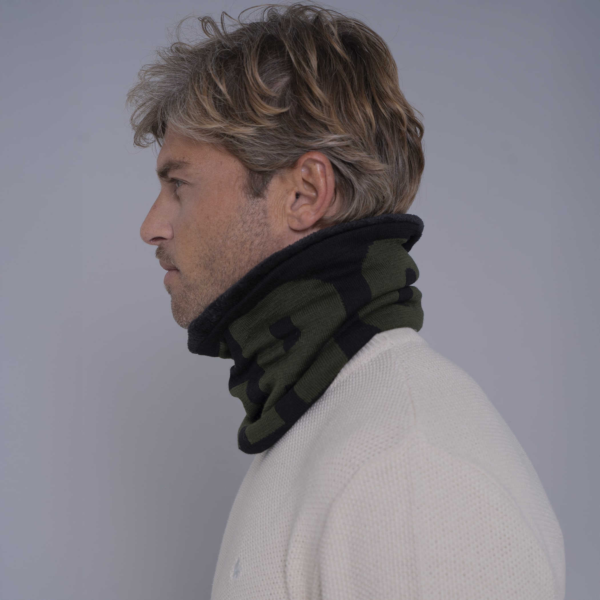Gola cachecol de tricô forrada com lã Palermo para o frio e inverno