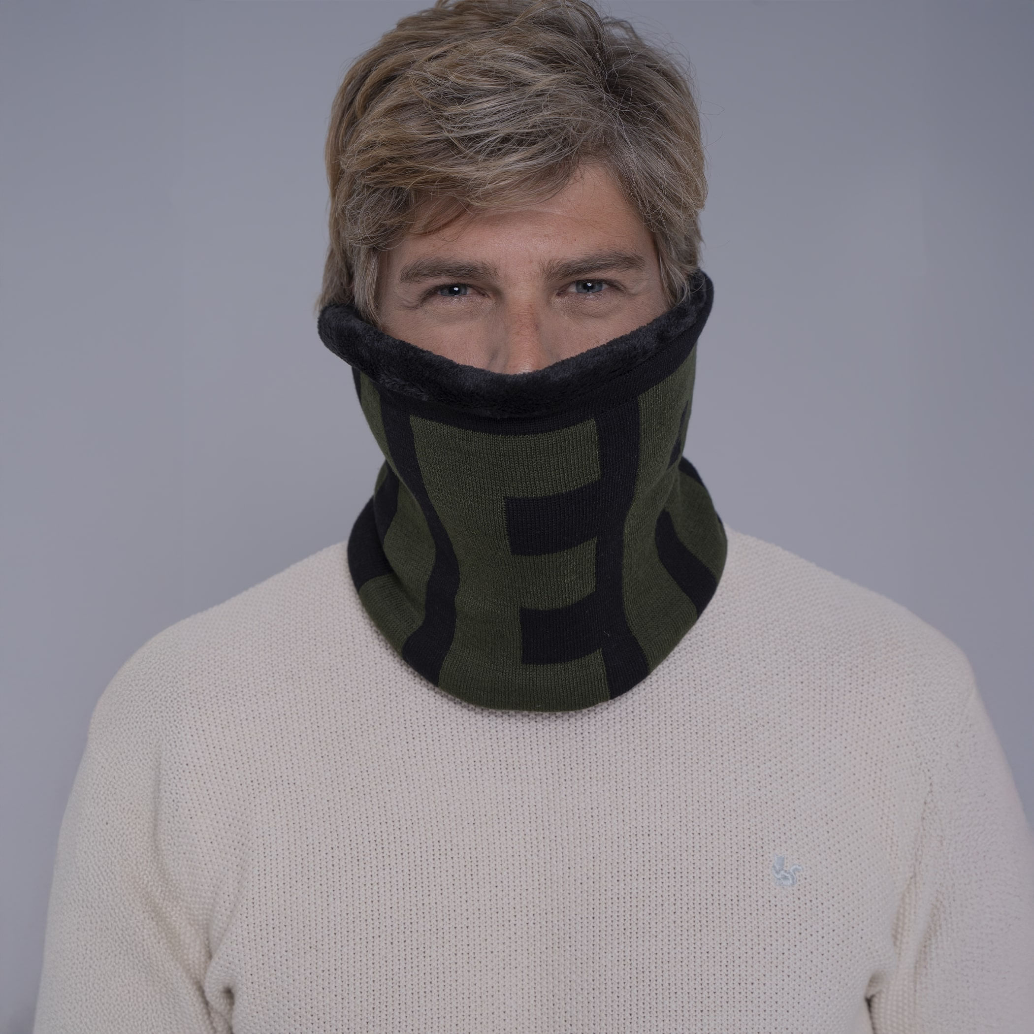 Gola cachecol de tricô forrada com lã Palermo para o frio e inverno