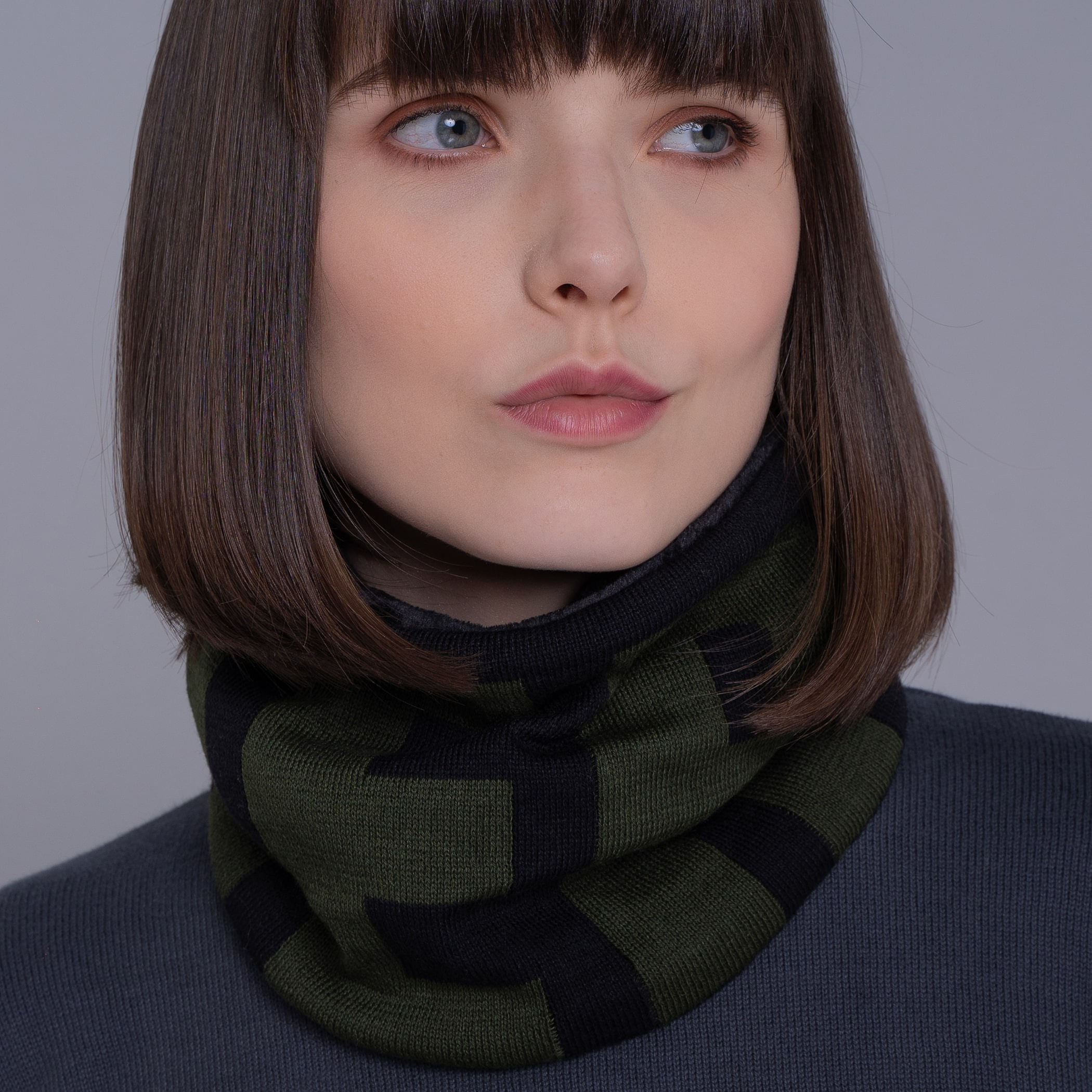 Gola cachecol de tricô forrada com lã Palermo para o frio e inverno
