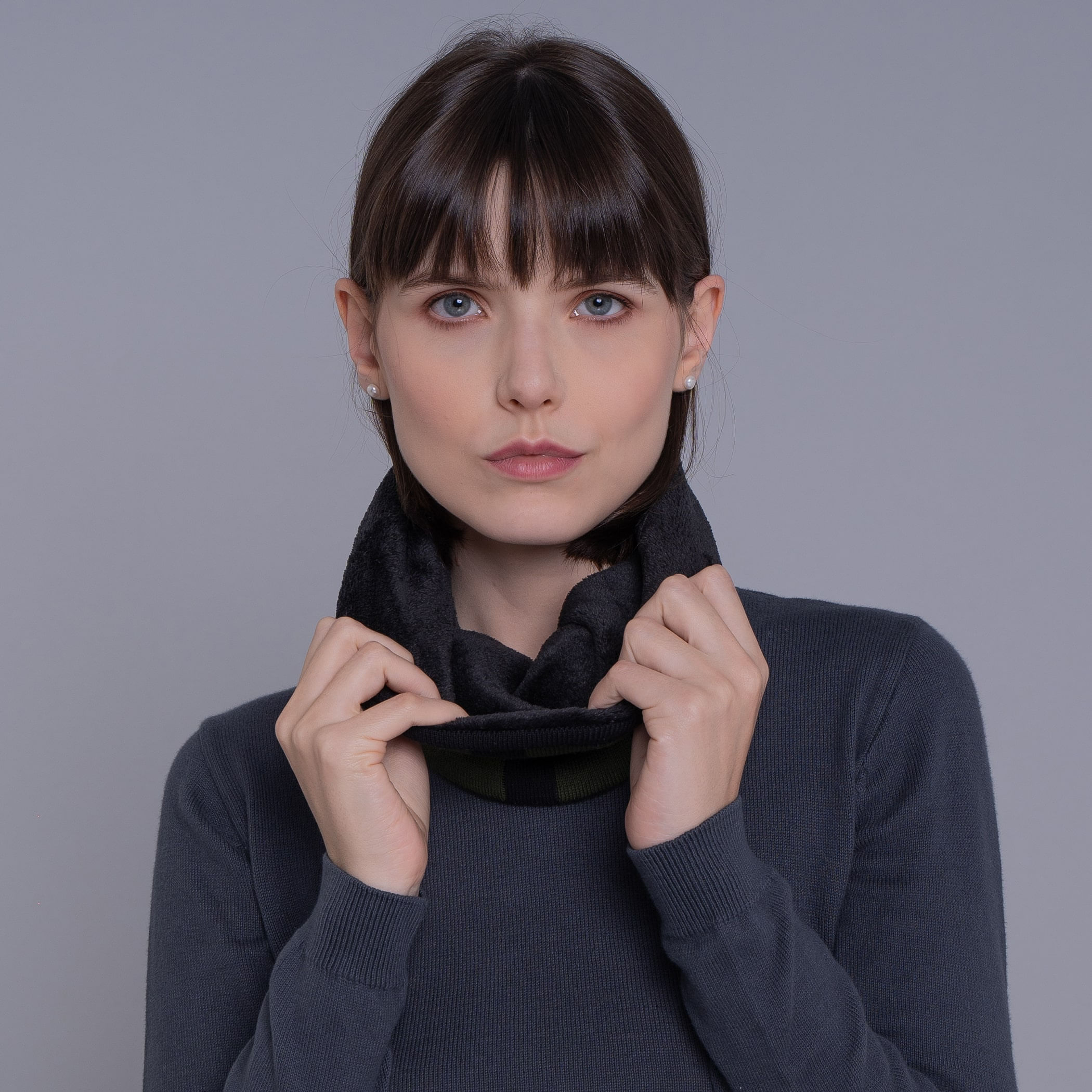 Gola cachecol de tricô forrada com lã Palermo para o frio e inverno
