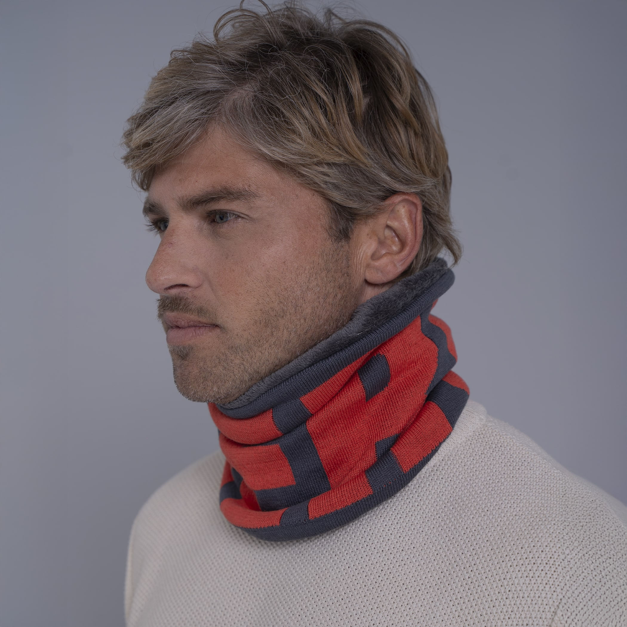 Gola cachecol de tricô forrada com lã Palermo para o frio e inverno