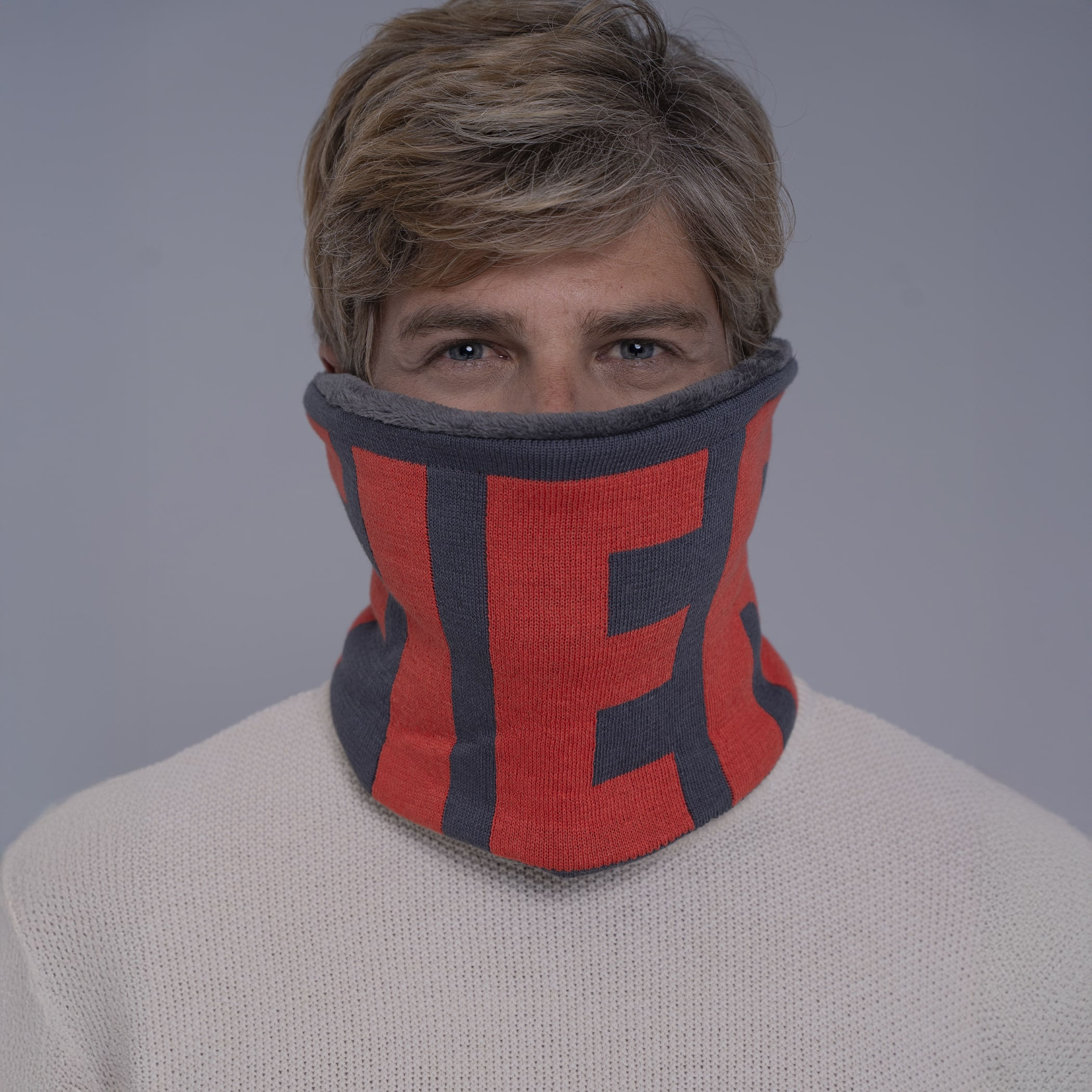 Gola cachecol de tricô forrada com lã Palermo para o frio e inverno