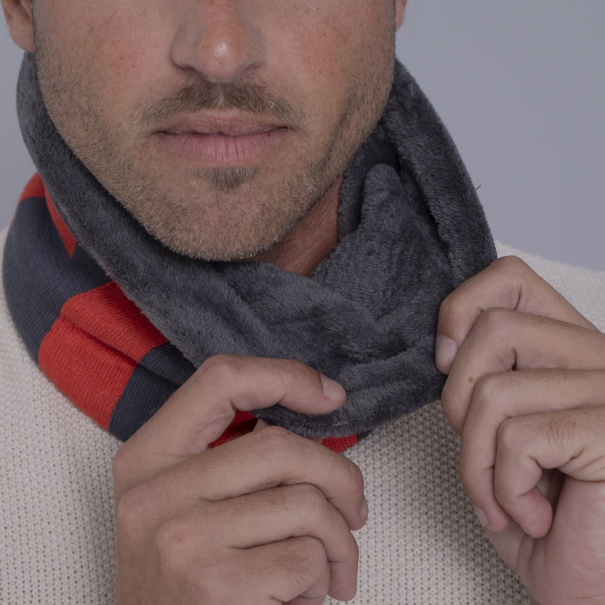 Gola cachecol de tricô forrada com lã Palermo para o frio e inverno