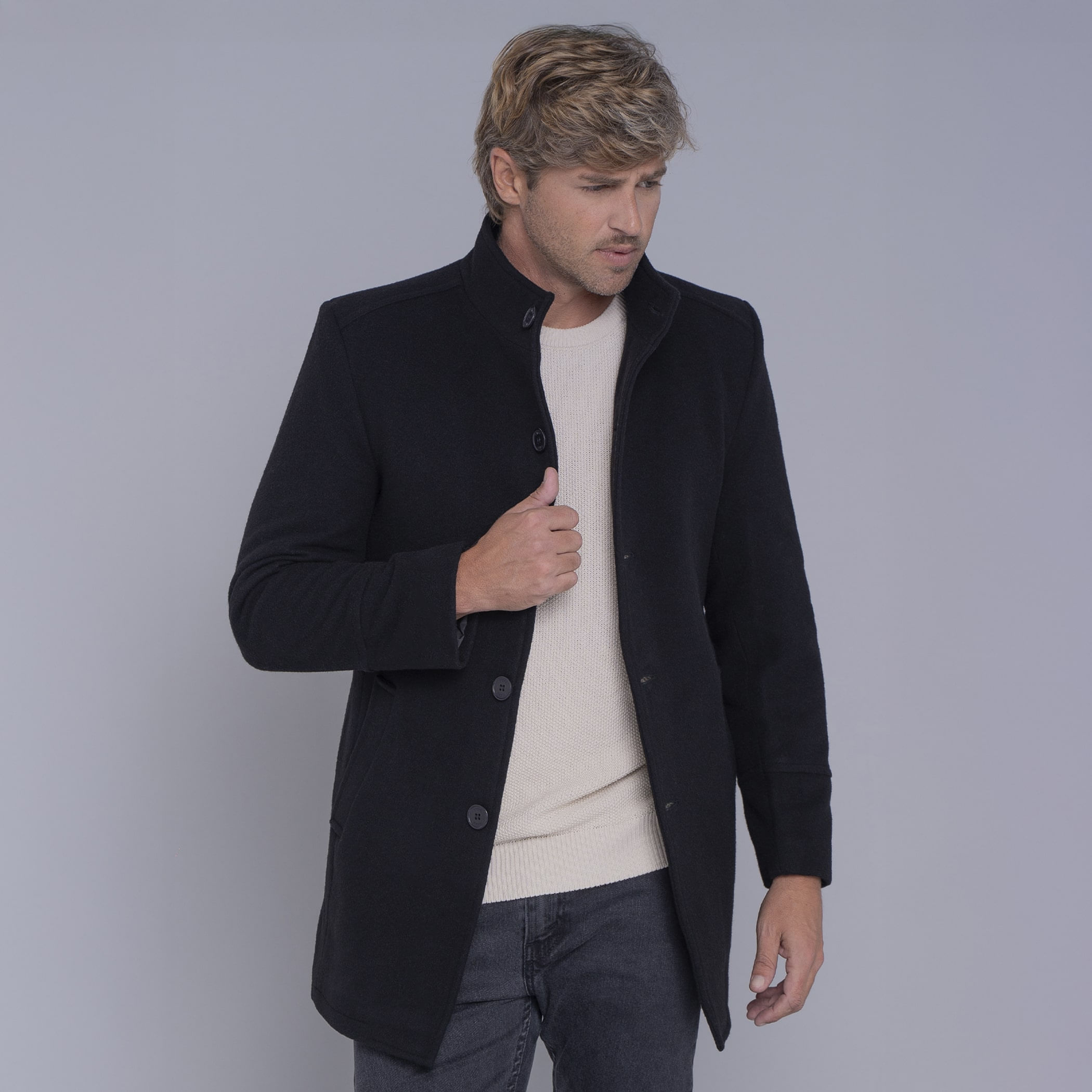 Casaco longo Masculino de lã Misti para o inverno e frio com forro térmico