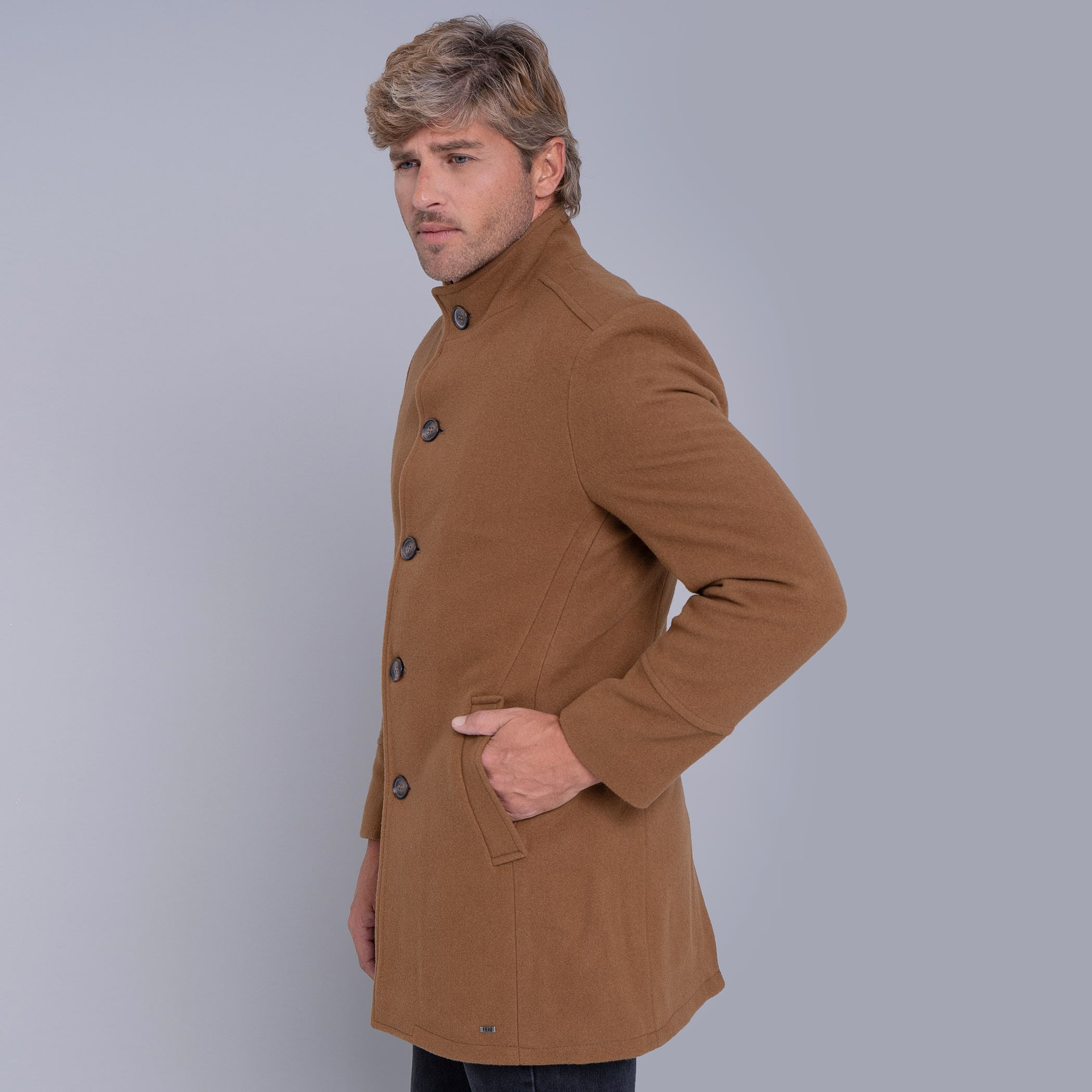 Casaco longo Masculino de lã Misti para o inverno e frio com forro térmico