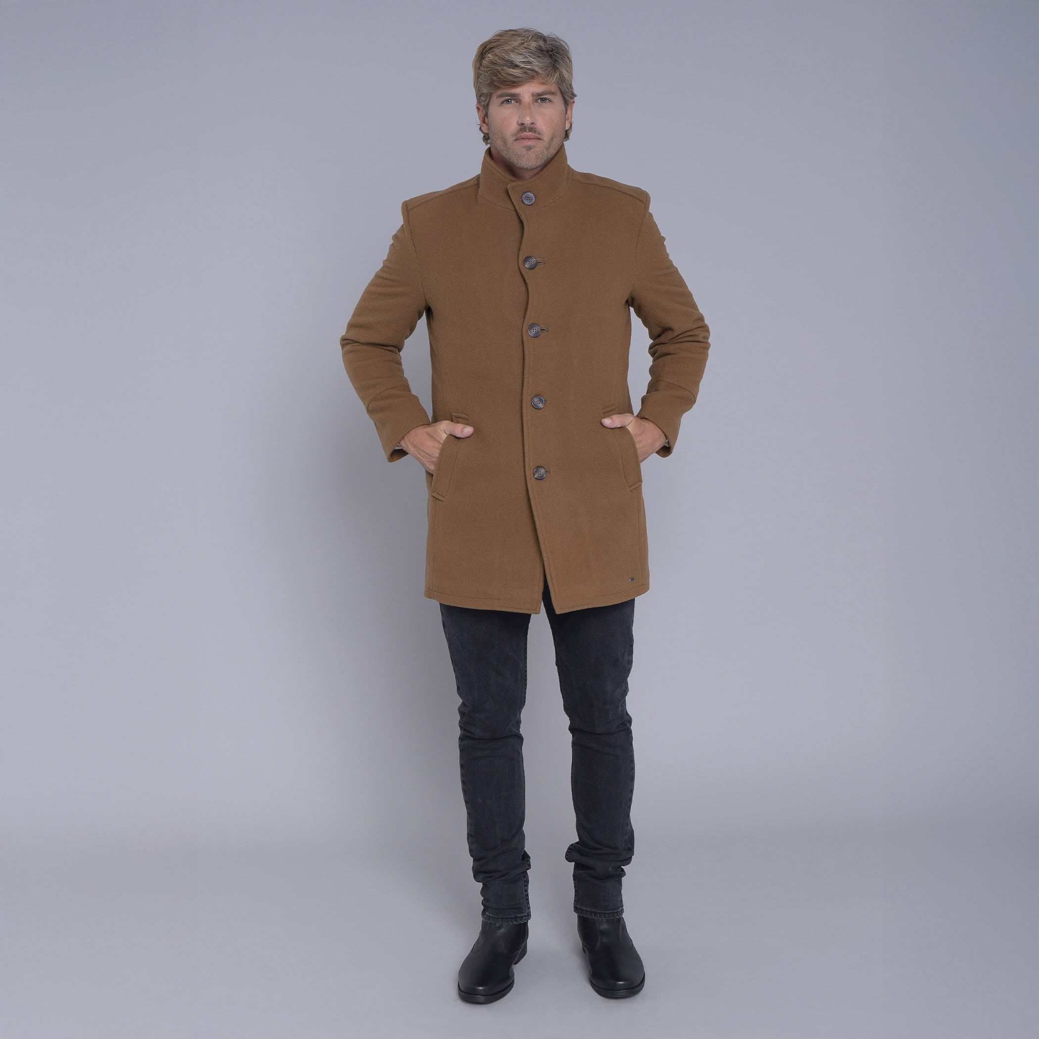 Casaco longo Masculino de lã Misti para o inverno e frio com forro térmico