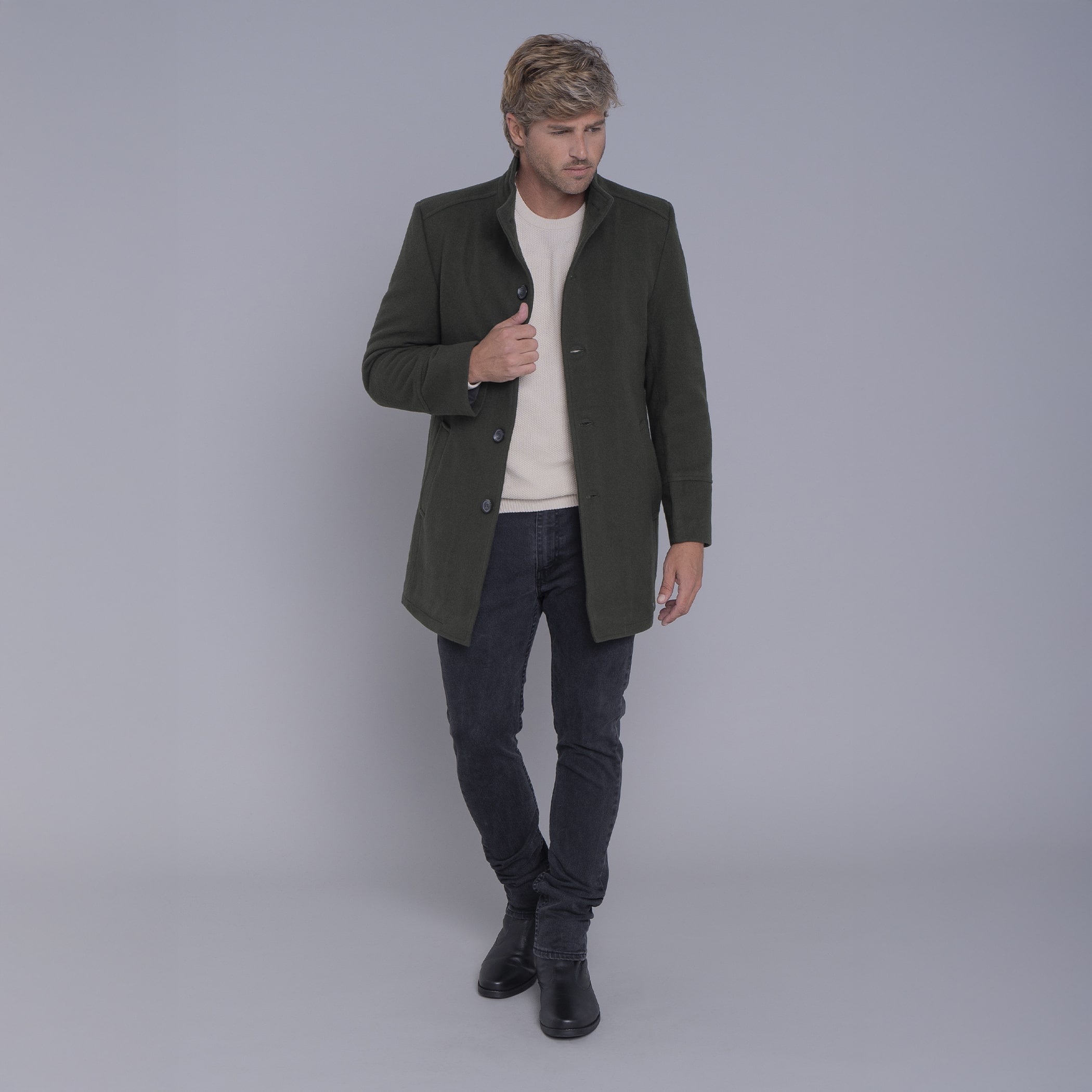 Casaco longo Masculino de lã Misti para o inverno e frio com forro térmico