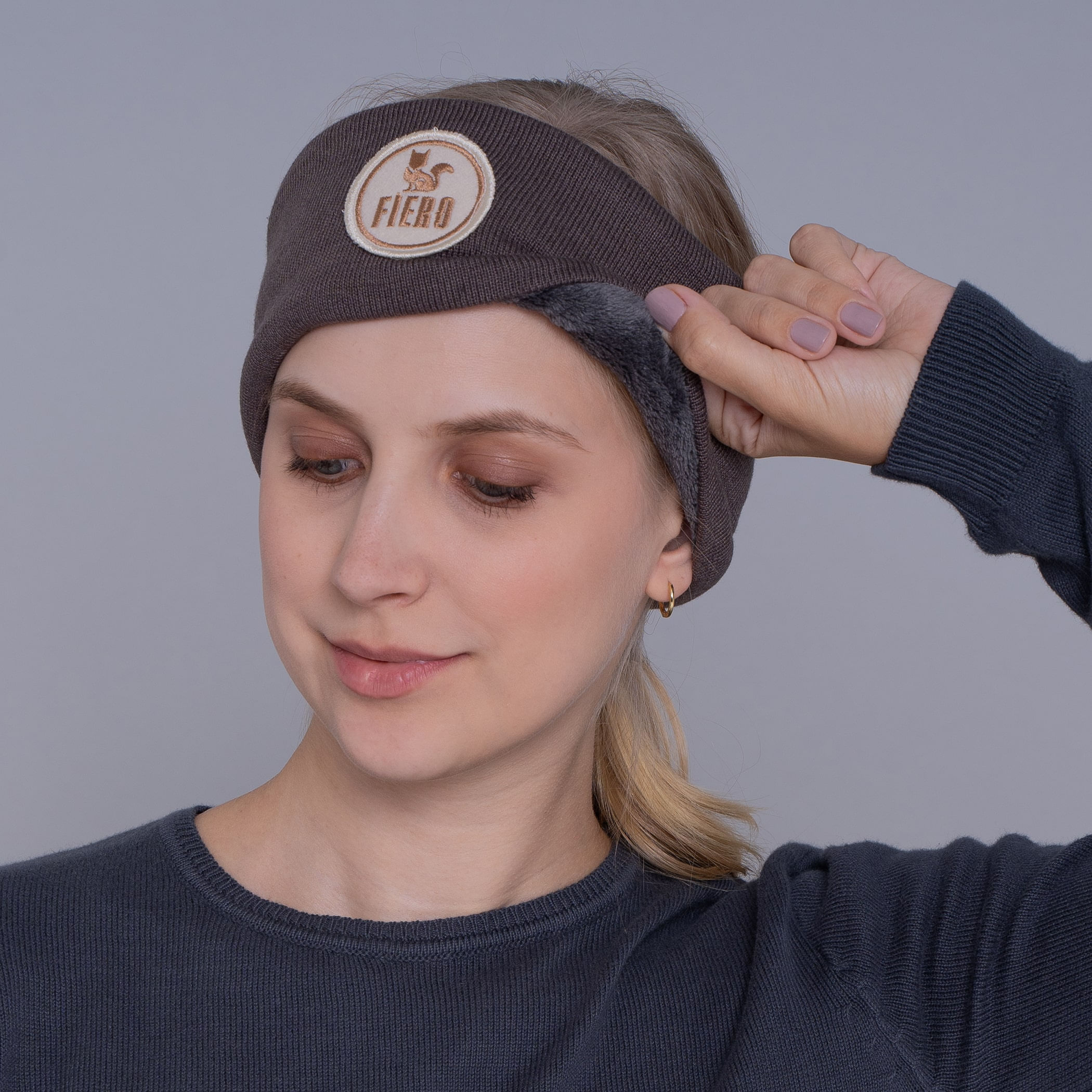 Protetor de orelha headband em tricot forrado canelado Las Ventanas para o frio