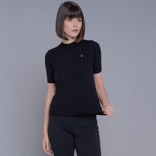 Blusa feminina manga curta de tricô canelado Los Castillos