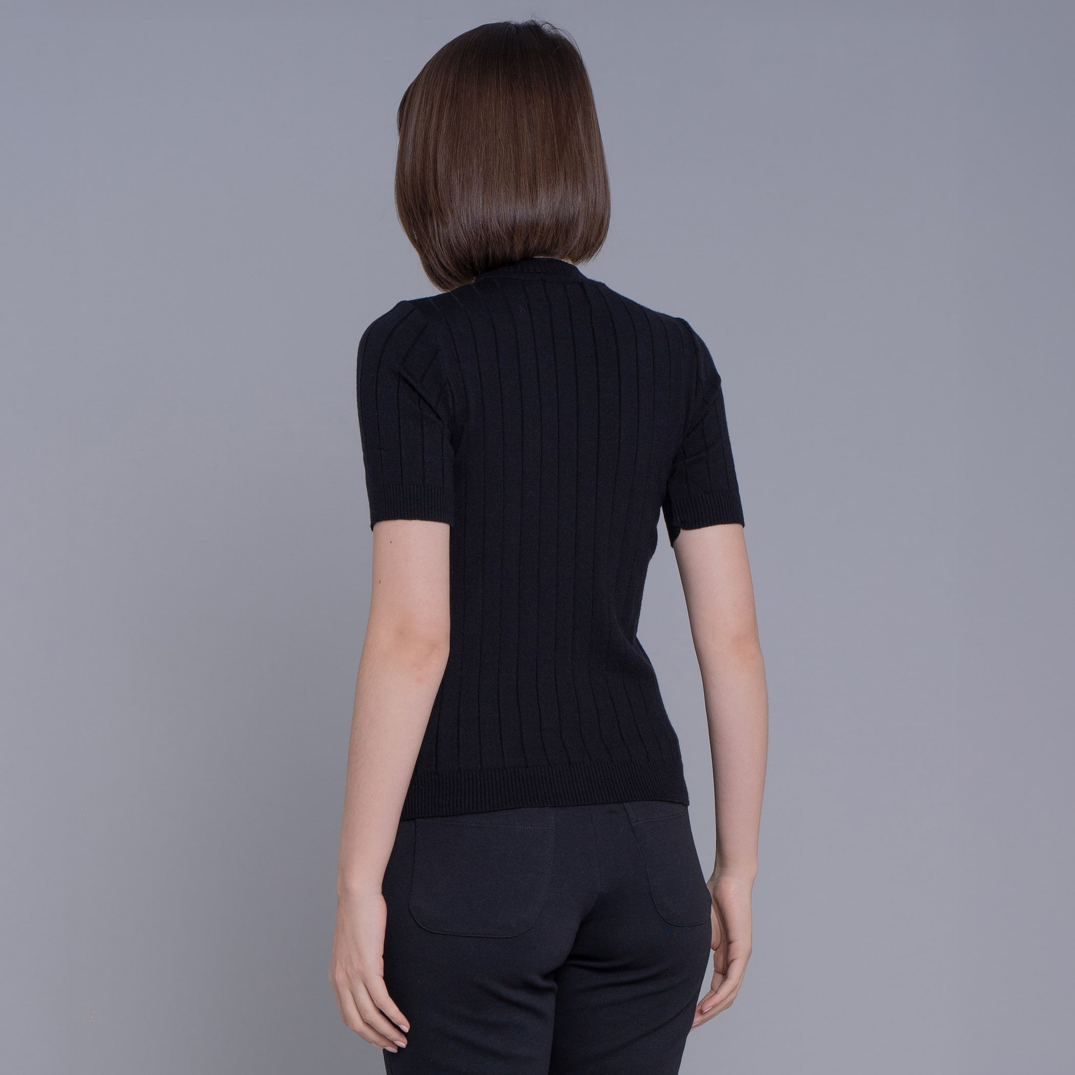 Blusa feminina manga curta de tricô canelado Los Castillos