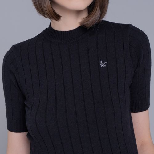 Blusa feminina manga curta de tricô canelado Los Castillos
