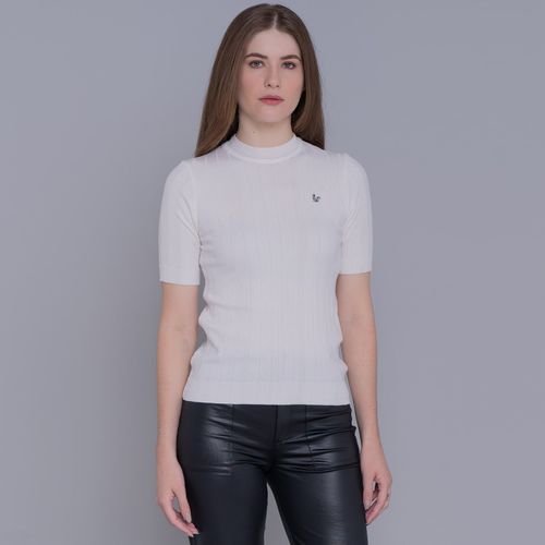 Blusa feminina manga curta de tricô canelado Los Castillos