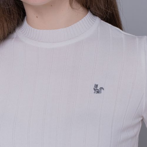 Blusa feminina manga curta de tricô canelado Los Castillos