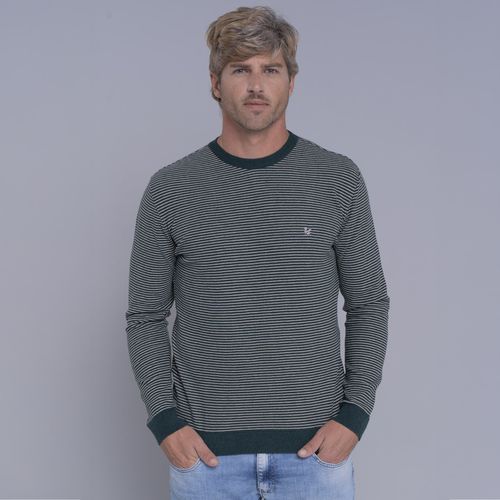Suéter masculino em tricô listrado Anka com gola redonda